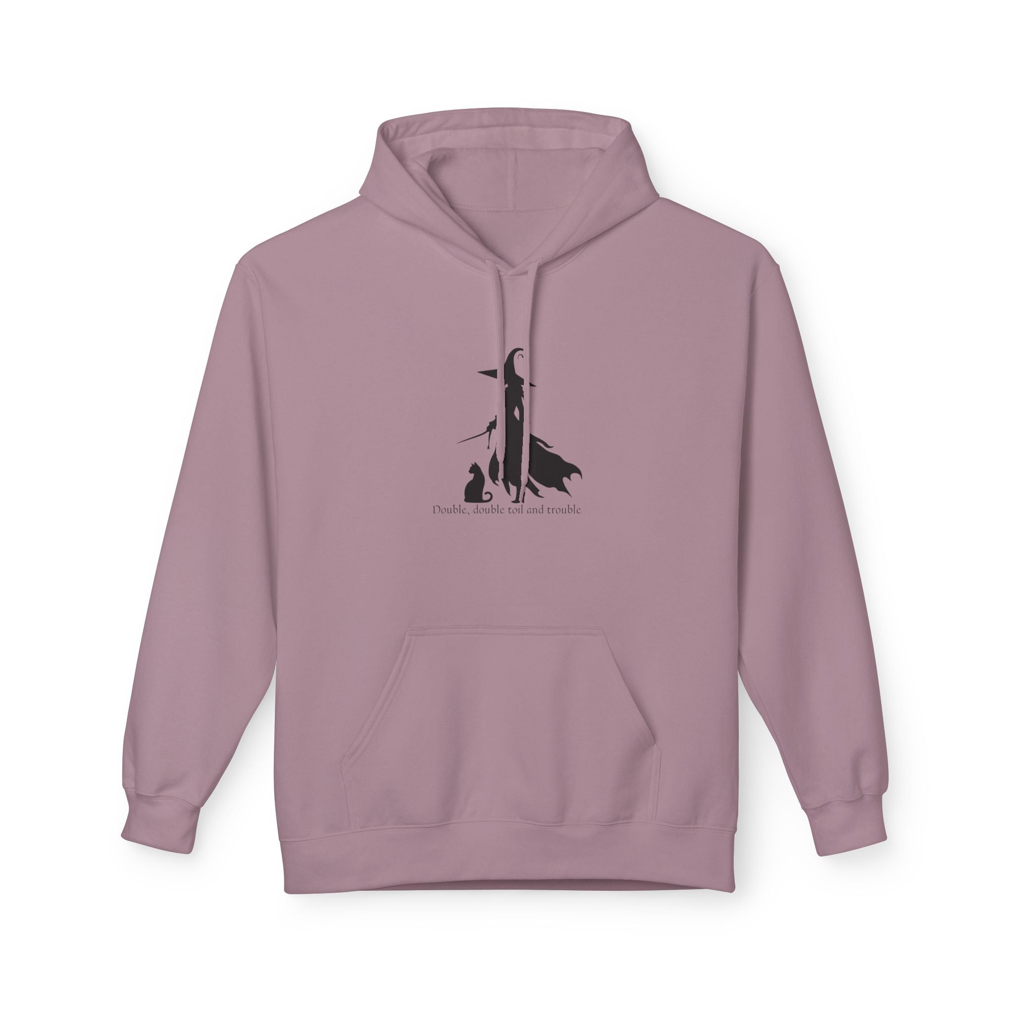 Witchy Cat Fleece Hoodie, Cozy Unisex Sweater, Perfect for Halloween, Casual Wear, Gift for Cat Lovers, Spooky Season Apparel