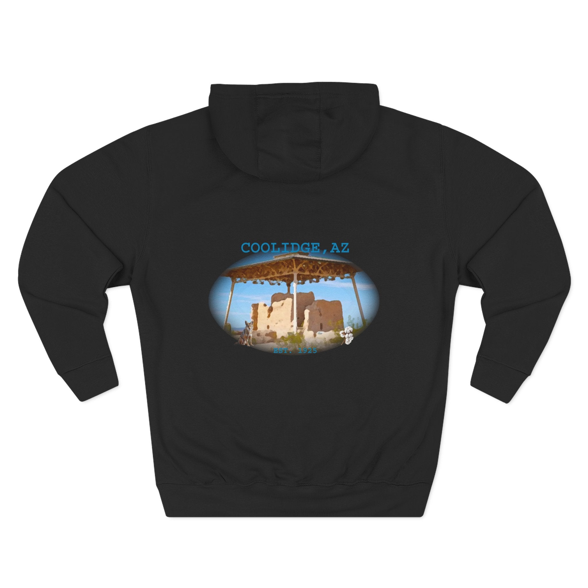 Coolidge AZ Fleece Hoodie: Arizona Star, Casa Grande Ruins