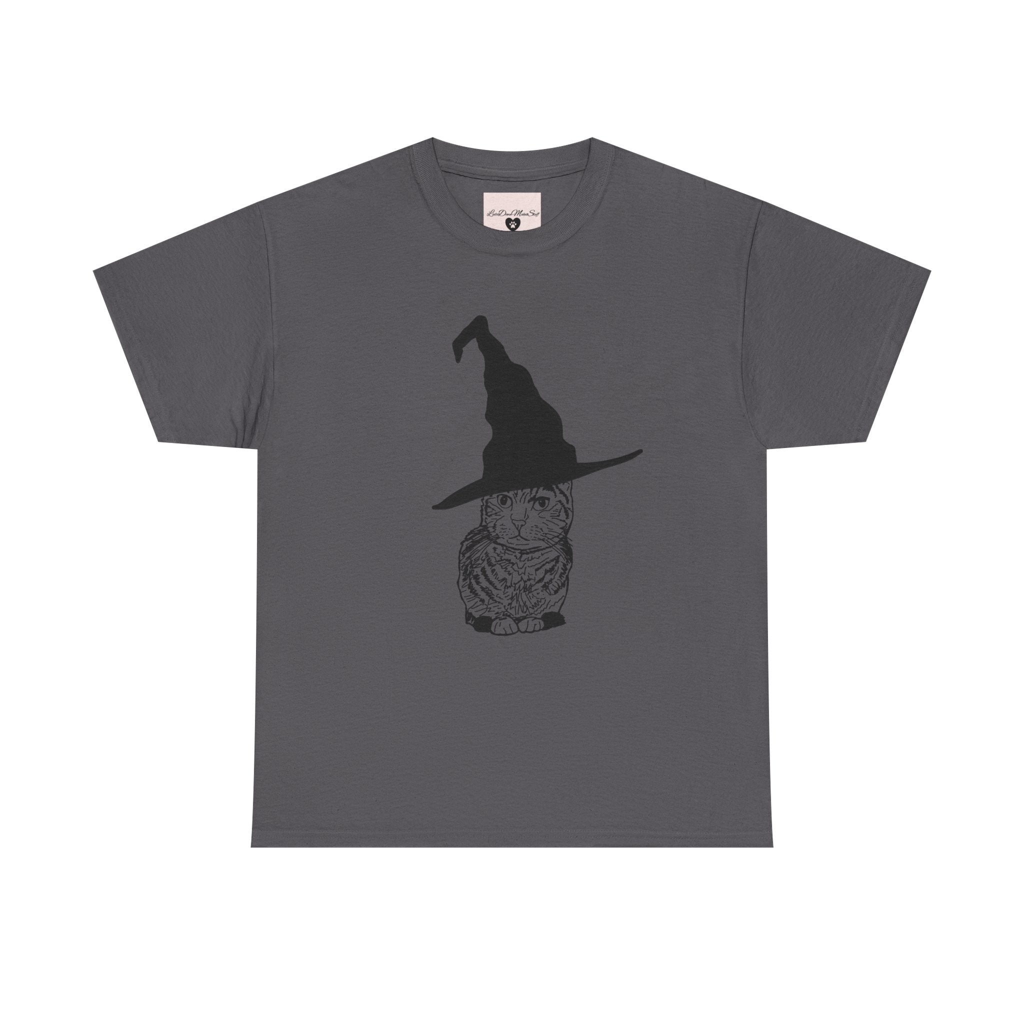 Cat Witch Hat Halloween Unisex Tee, Halloween Costume Shirt, Witch Cat Shirt, Wizard Cat T-Shirt, Cat Lover Gift, Halloween Tee