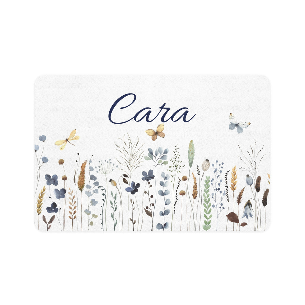 Personalized Floral Pet Food Mat (12x18) – Custom Name Dog & Cat Feeding Placemat