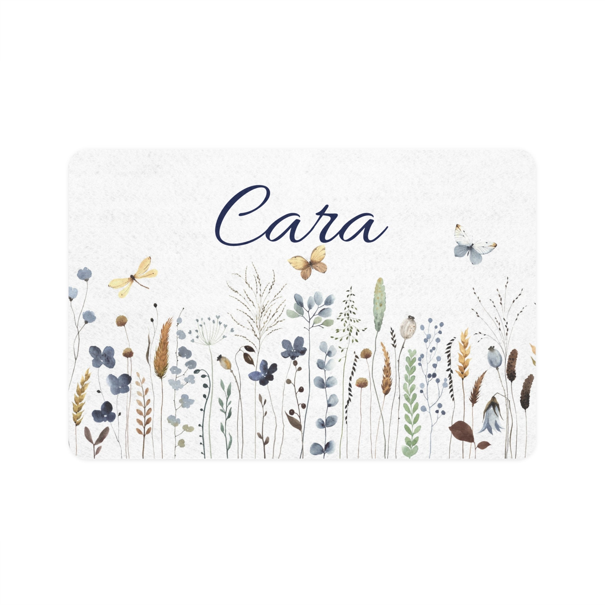 Personalized Floral Pet Food Mat (12x18) – Custom Name Dog & Cat Feeding Placemat