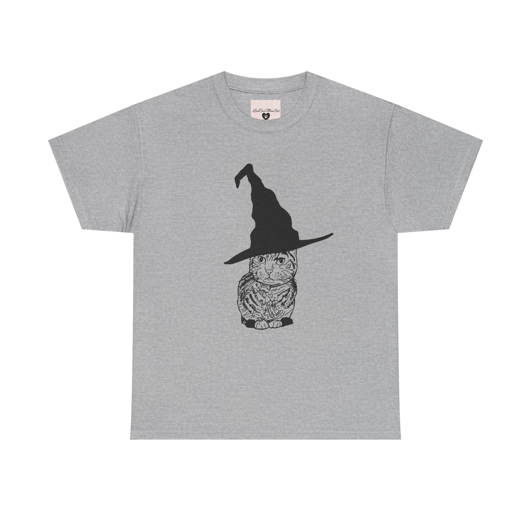 Cat Witch Hat Halloween Unisex Tee, Halloween Costume Shirt, Witch Cat Shirt, Wizard Cat T-Shirt, Cat Lover Gift, Halloween Tee