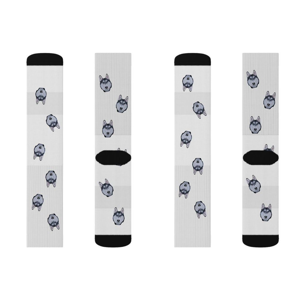 Husky Print Fleece Socks: Novelty Animal Lover Gift