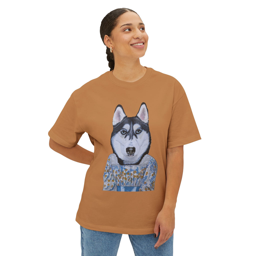 Husky Wearing Jane Austen Style Dress Graphic Tee | Unisex Oversized Tee | Dog Lover Gift | Casual Wear