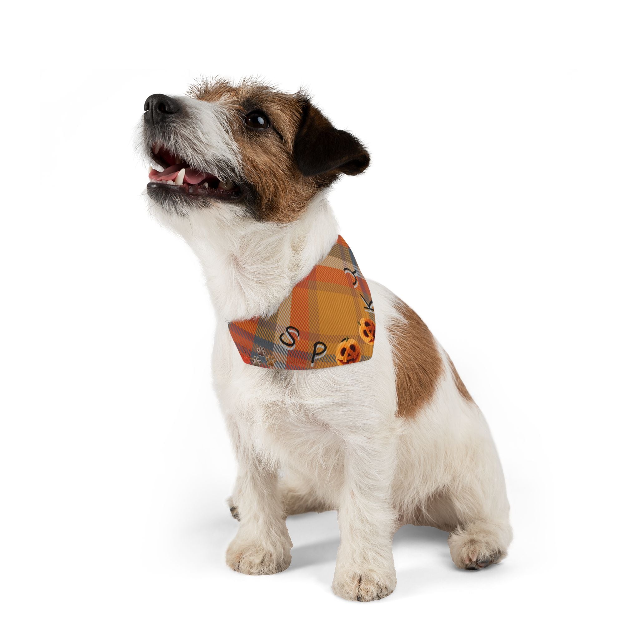 Halloween Pet Bandana Collar: Spooky Plaid Dog Costume Accessory