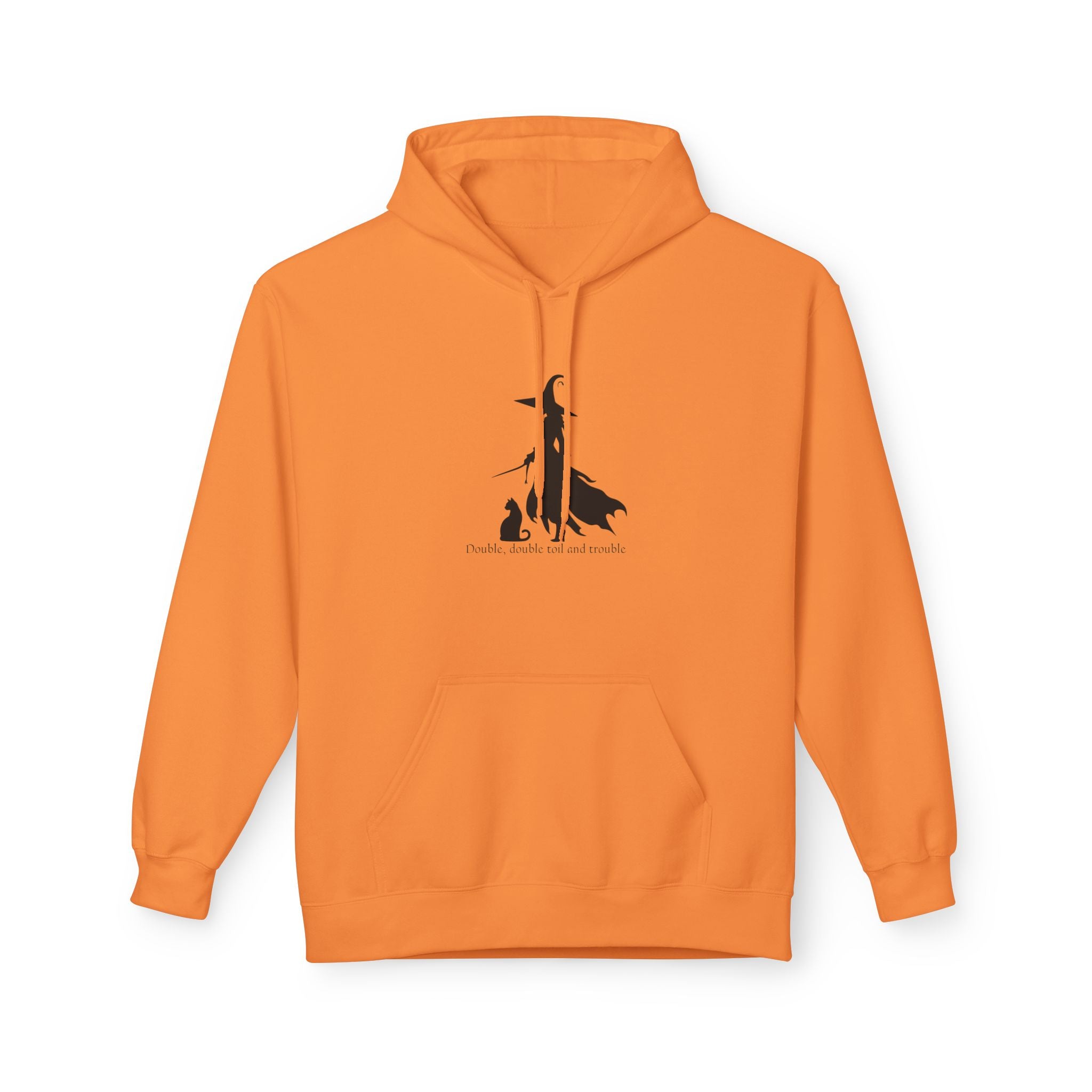Witchy Cat Fleece Hoodie, Cozy Unisex Sweater, Perfect for Halloween, Casual Wear, Gift for Cat Lovers, Spooky Season Apparel