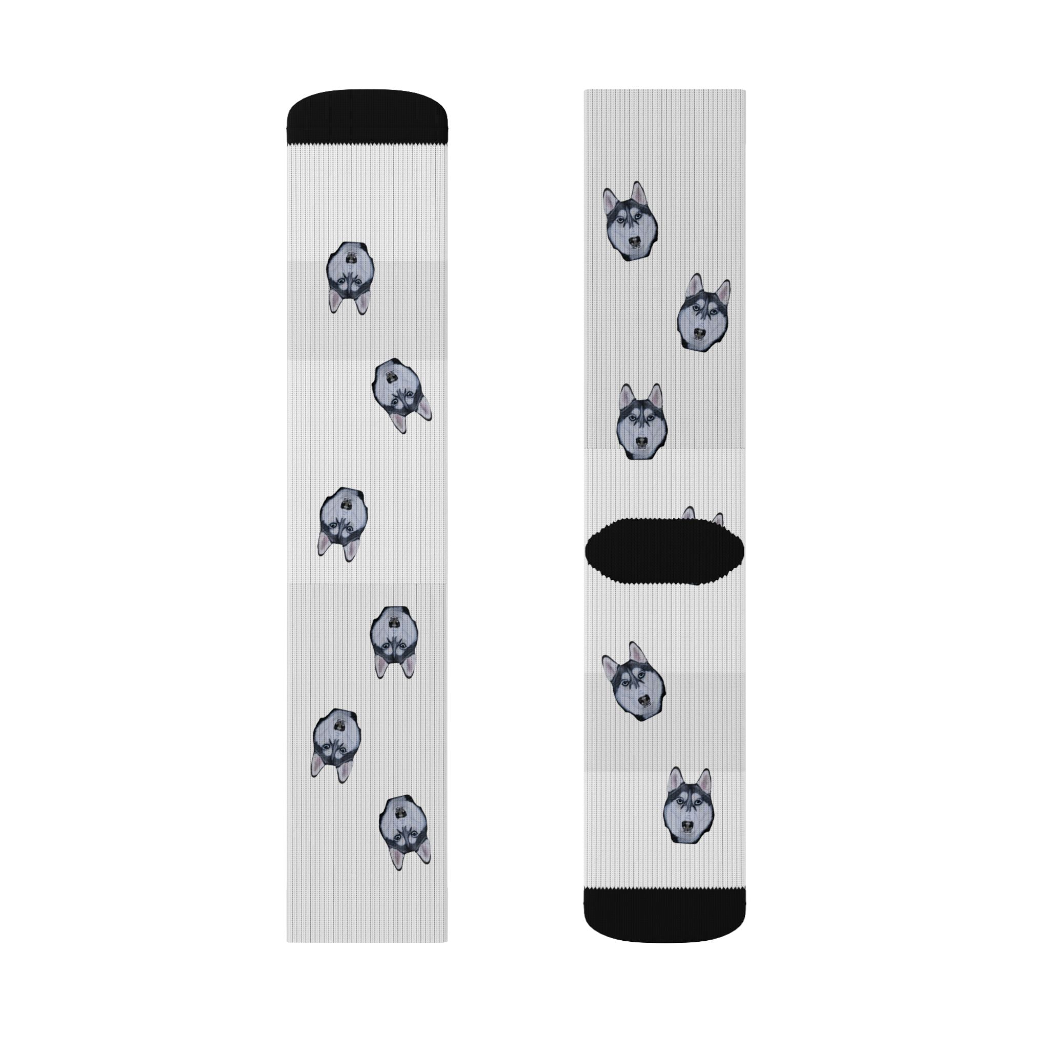 Husky Print Fleece Socks: Novelty Animal Lover Gift