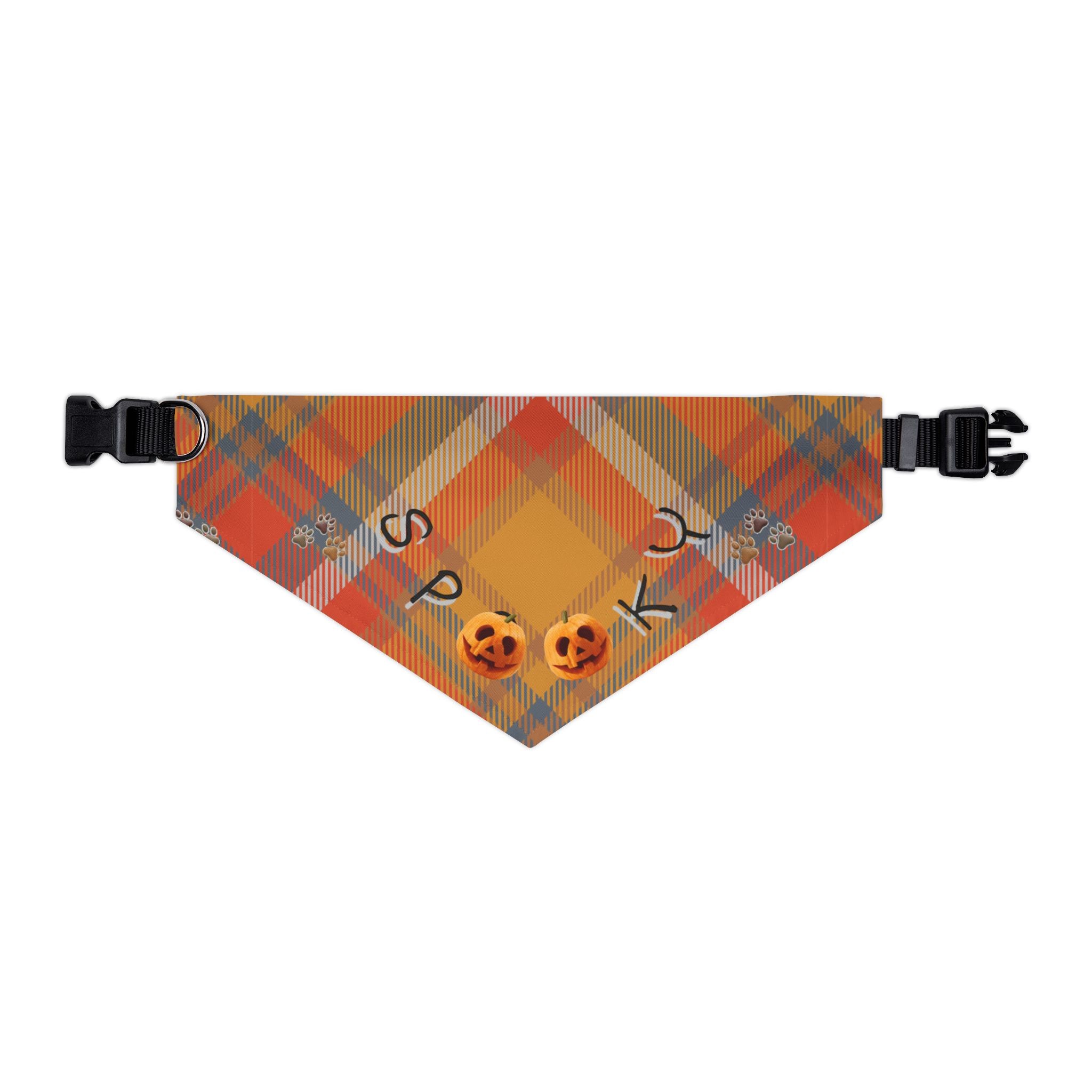 Halloween Pet Bandana Collar: Spooky Plaid Dog Costume Accessory