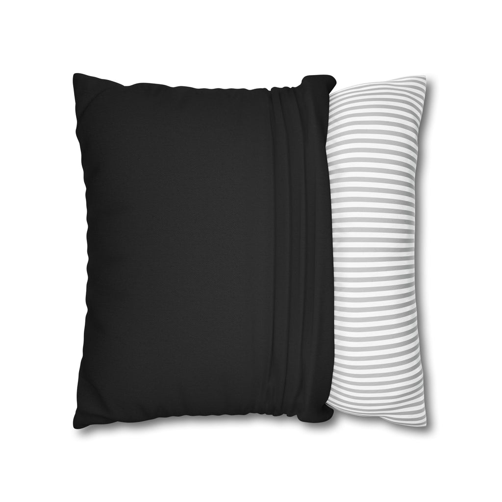 Botanical Witch & Cat Pillow: Black and White Faux Suede Decor