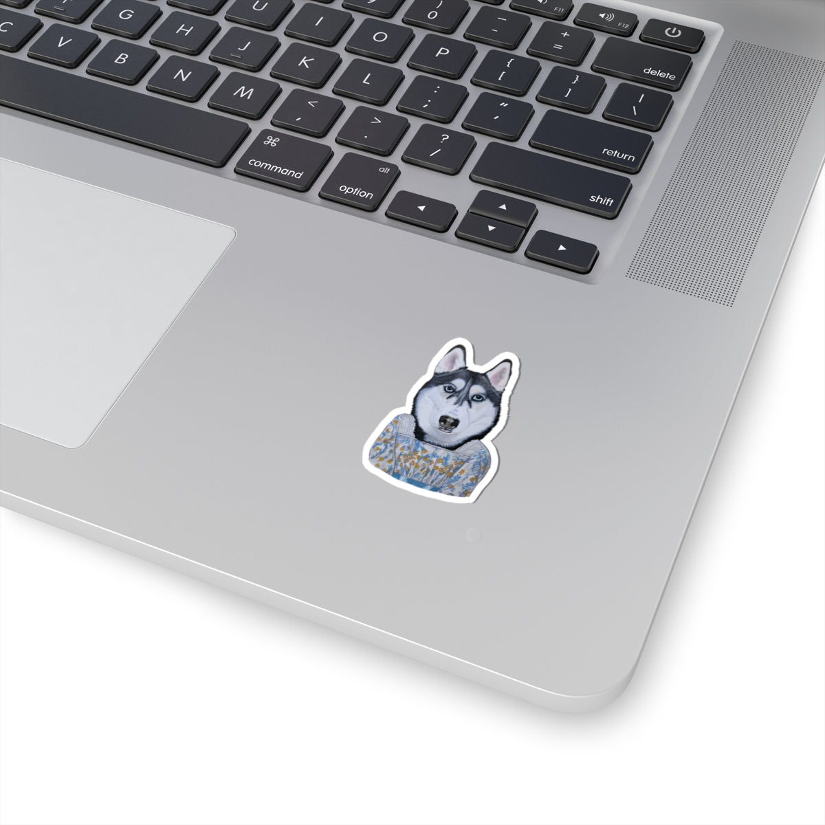 Funny Husky Wearing Jane Austen Style Dress Kiss-Cut Sticker