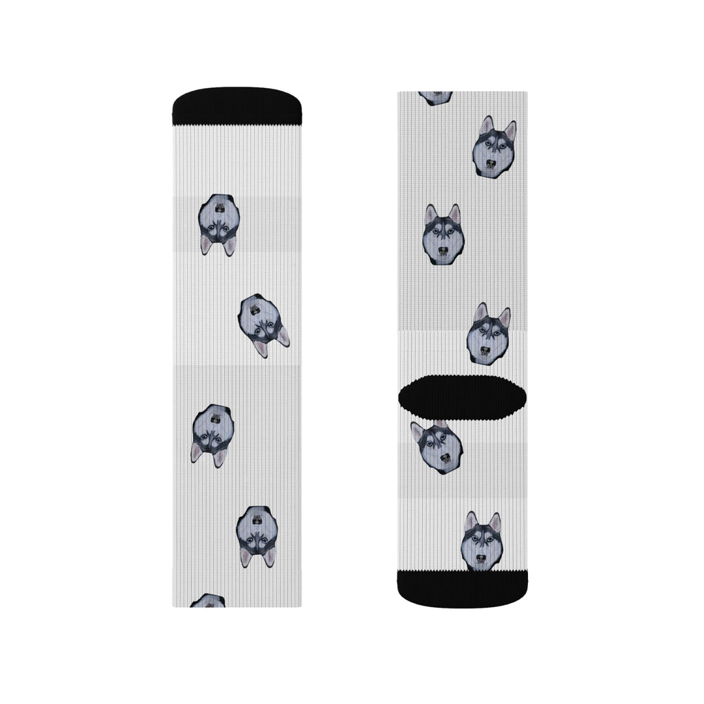 Husky Print Fleece Socks: Novelty Animal Lover Gift