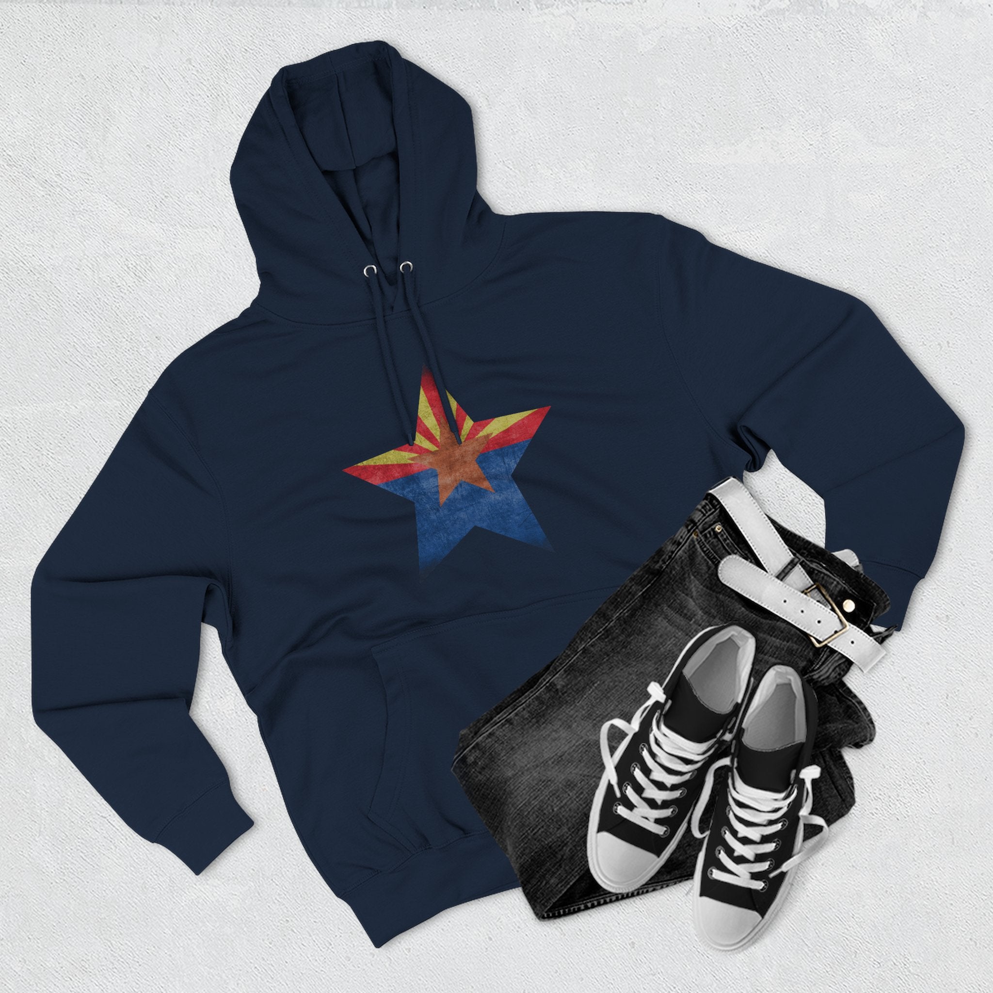 Coolidge AZ Fleece Hoodie: Arizona Star, Casa Grande Ruins
