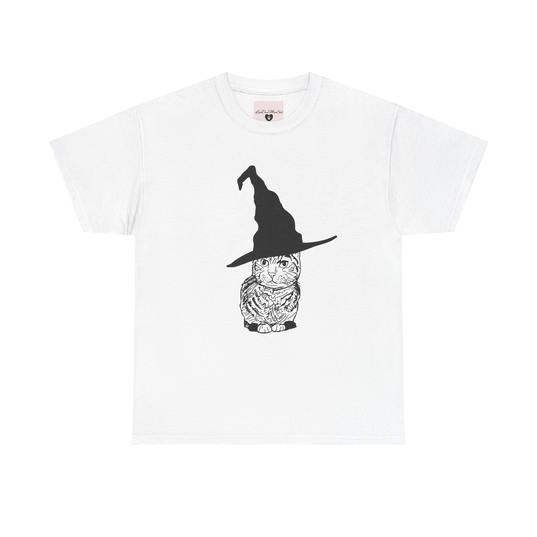 Cat Witch Hat Halloween Unisex Tee, Halloween Costume Shirt, Witch Cat Shirt, Wizard Cat T-Shirt, Cat Lover Gift, Halloween Tee