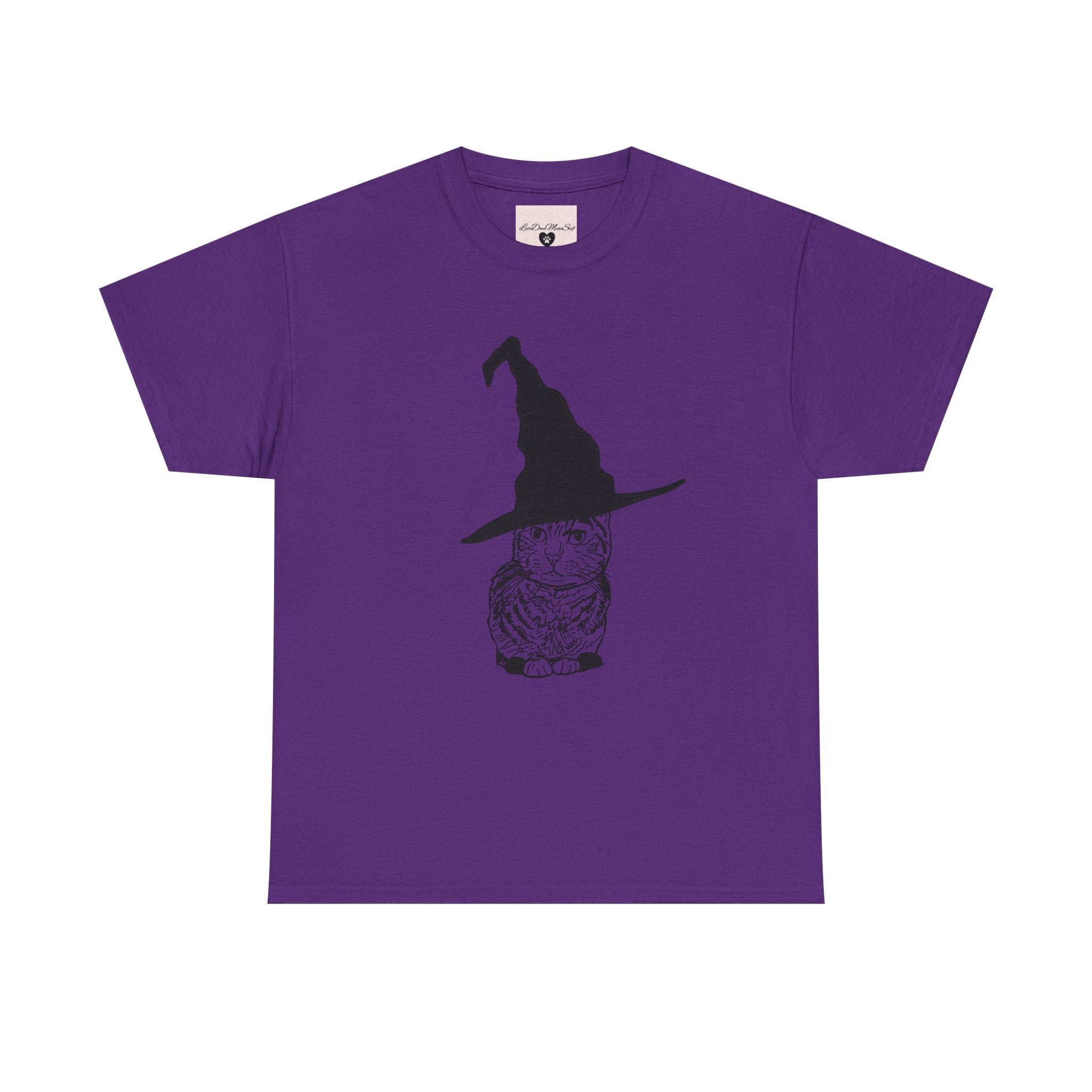 Cat Witch Hat Halloween Unisex Tee, Halloween Costume Shirt, Witch Cat Shirt, Wizard Cat T-Shirt, Cat Lover Gift, Halloween Tee