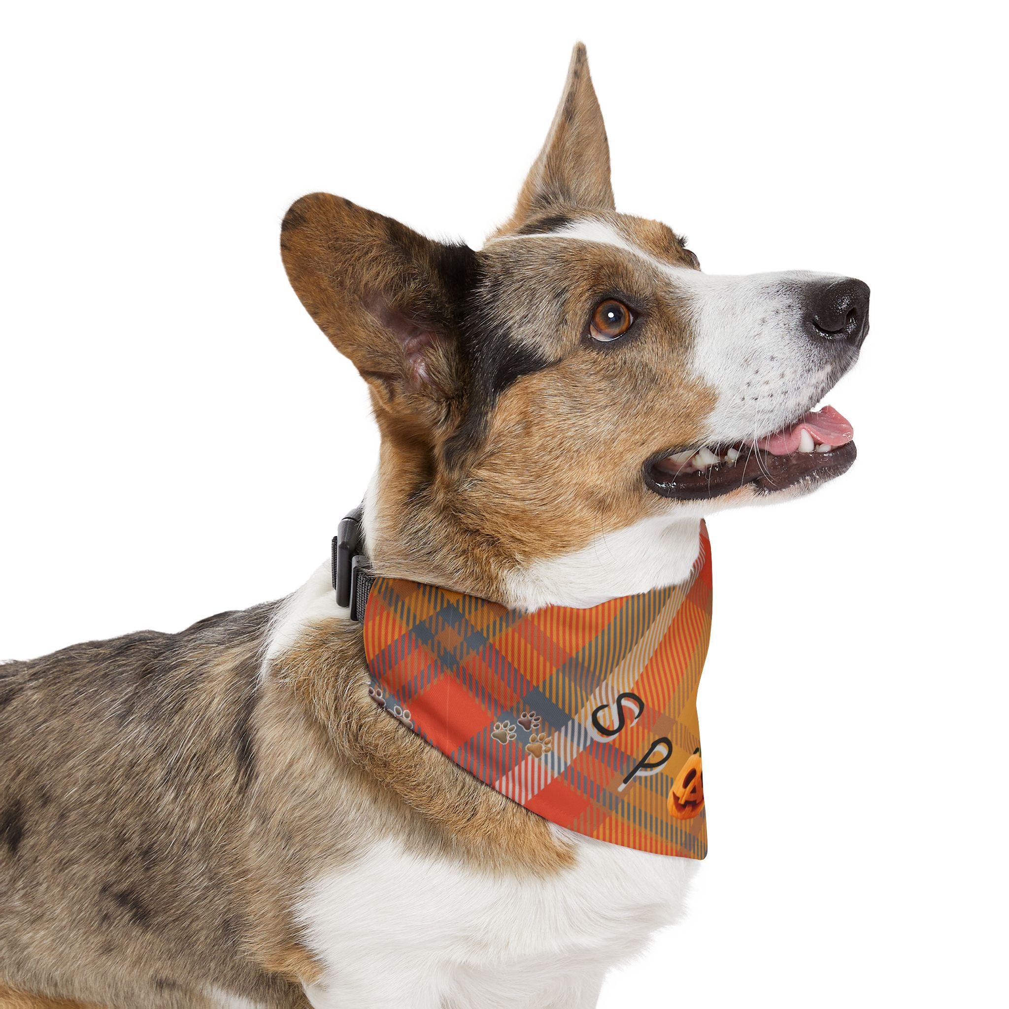 Halloween Pet Bandana Collar: Spooky Plaid Dog Costume Accessory
