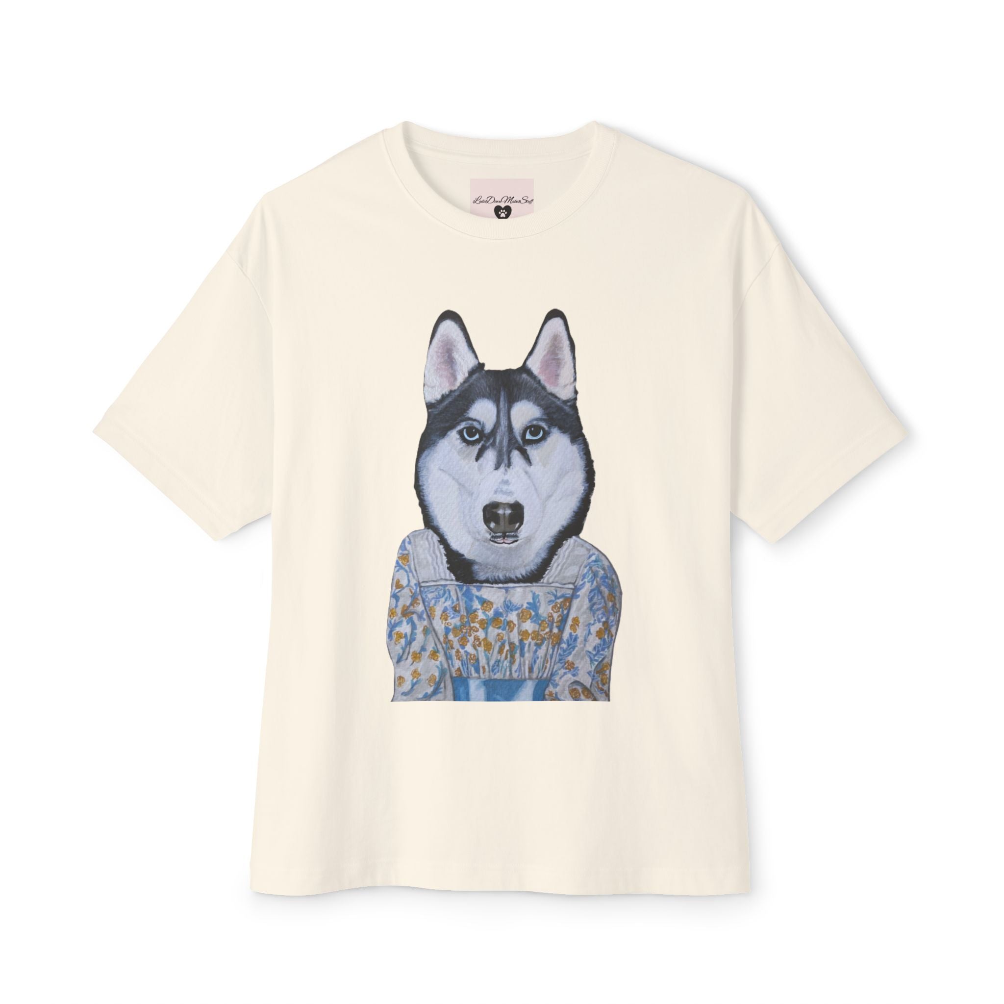 Husky Wearing Jane Austen Style Dress Graphic Tee | Unisex Oversized Tee | Dog Lover Gift | Casual Wear
