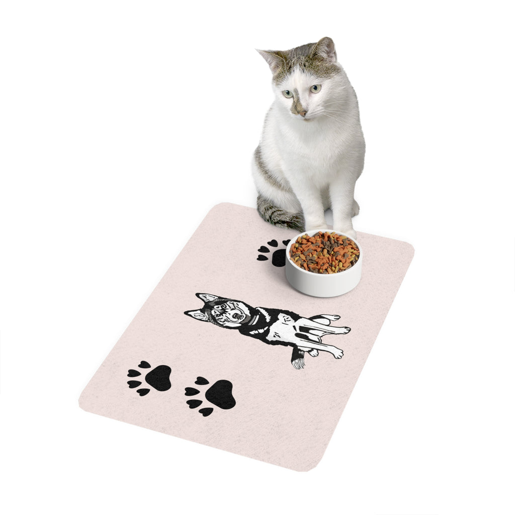 Customized Paw Print Pet Food Mat — Non-Slip 12x18 Dog Feeding Mat