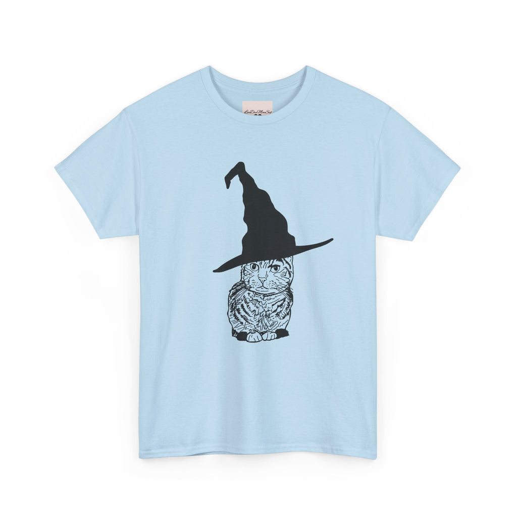 Cat Witch Hat Halloween Unisex Tee, Halloween Costume Shirt, Witch Cat Shirt, Wizard Cat T-Shirt, Cat Lover Gift, Halloween Tee