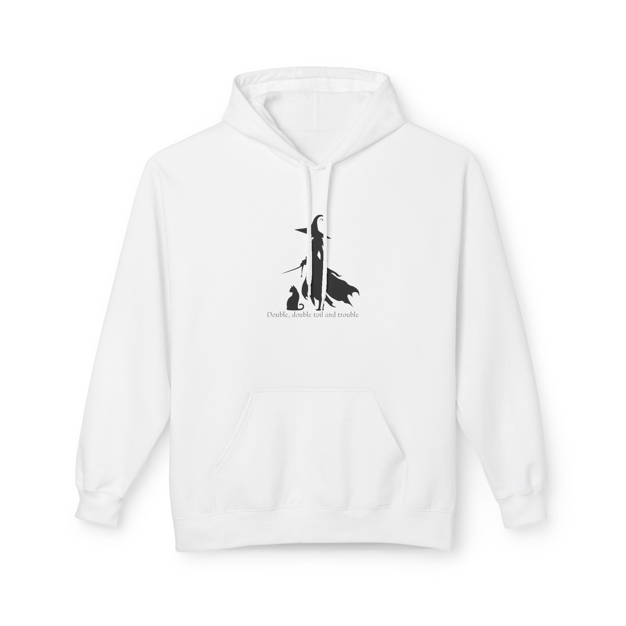 Witchy Cat Fleece Hoodie, Cozy Unisex Sweater, Perfect for Halloween, Casual Wear, Gift for Cat Lovers, Spooky Season Apparel
