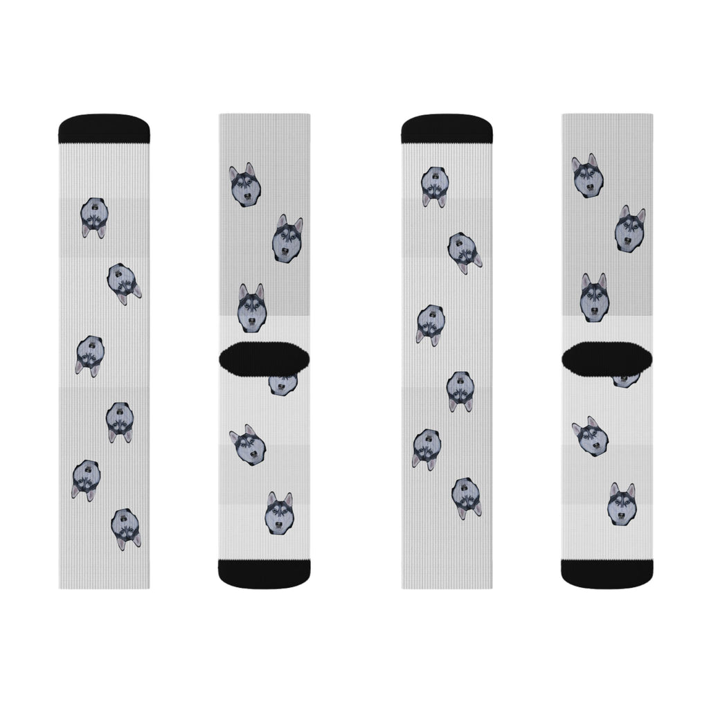 Husky Print Fleece Socks: Novelty Animal Lover Gift