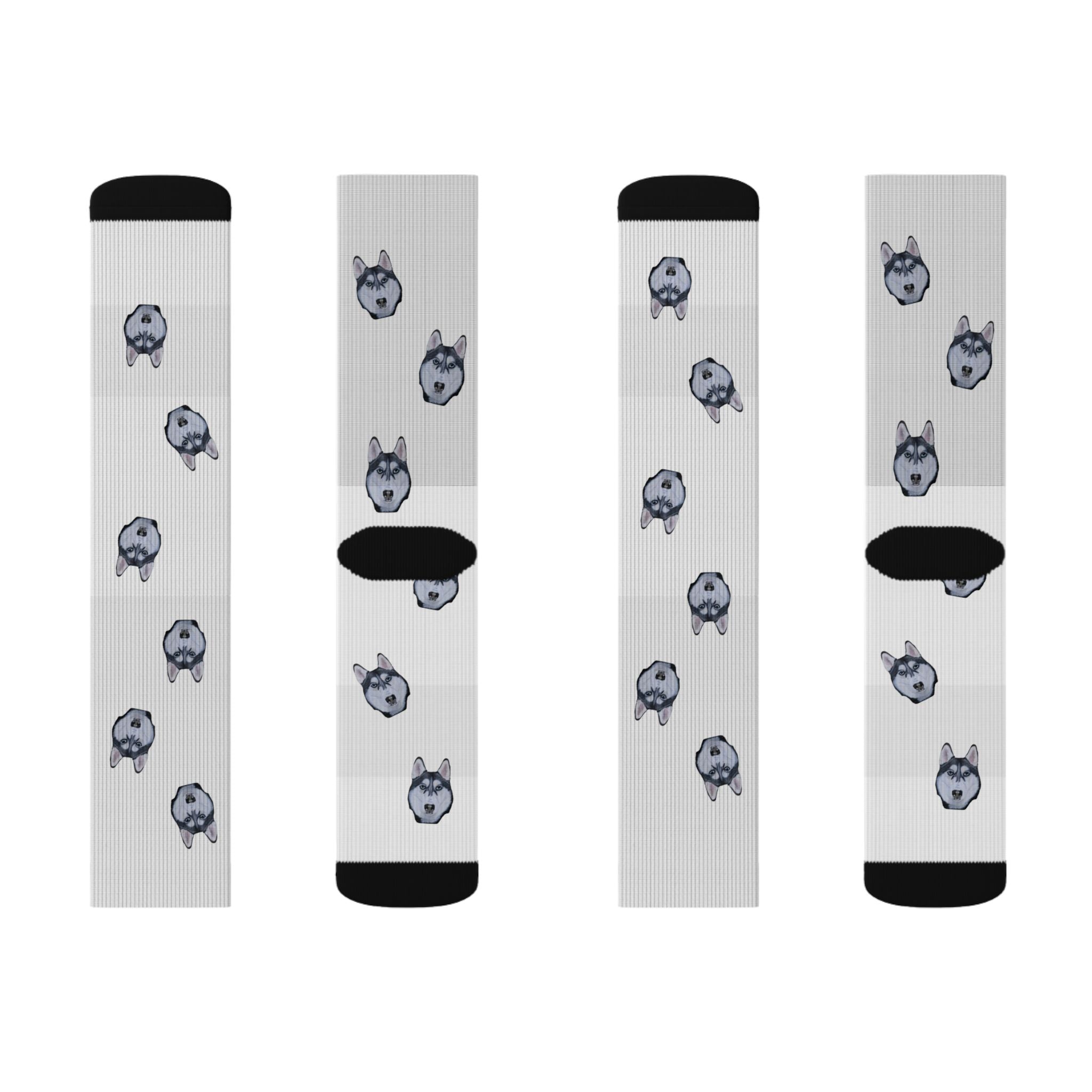 Husky Print Fleece Socks: Novelty Animal Lover Gift