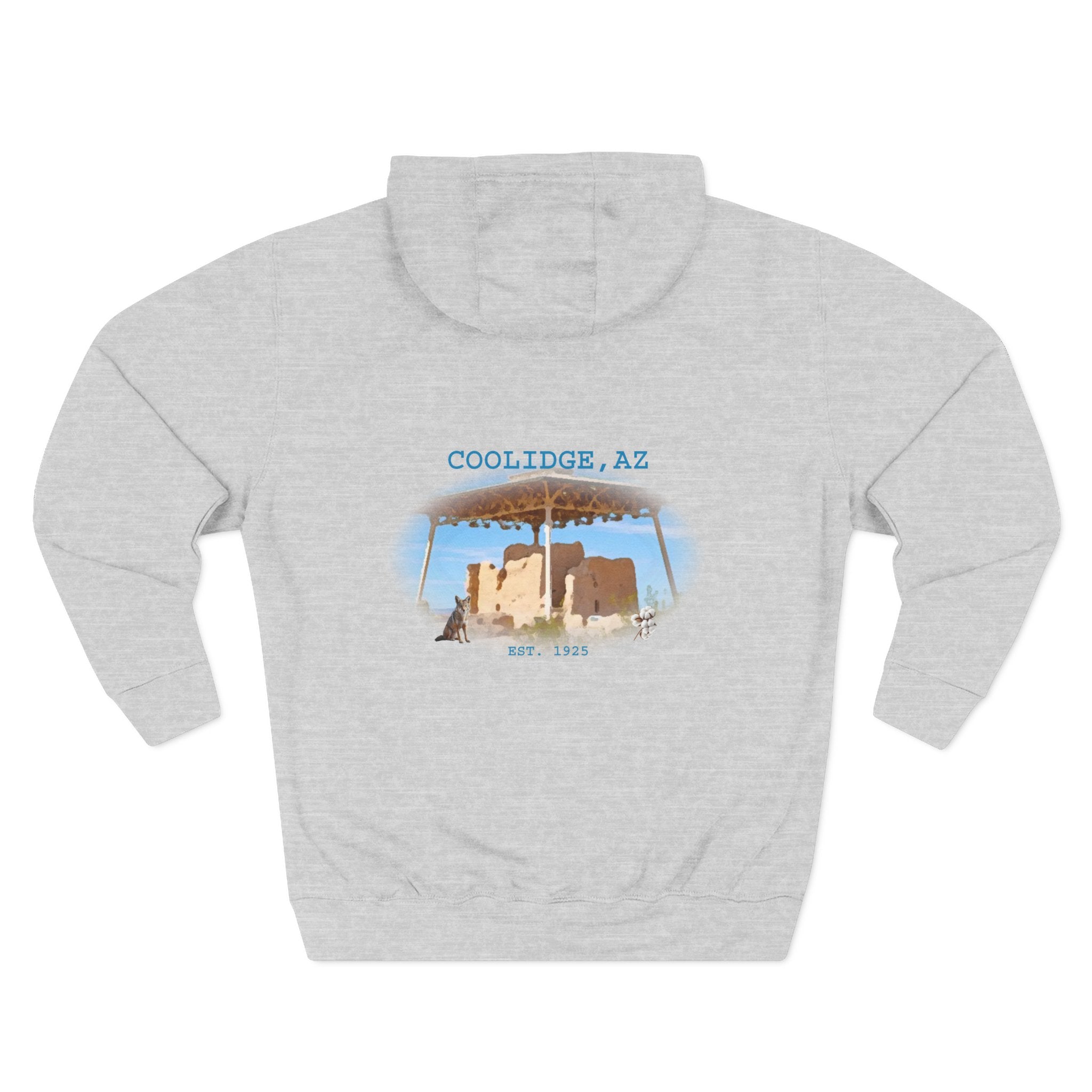 Coolidge AZ Fleece Hoodie: Arizona Star, Casa Grande Ruins