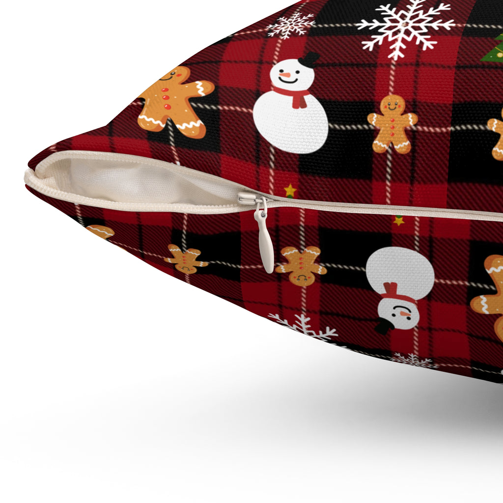 Buffalo Plaid Gingerbread Snowman Pillow | Christmas Throw Pillow