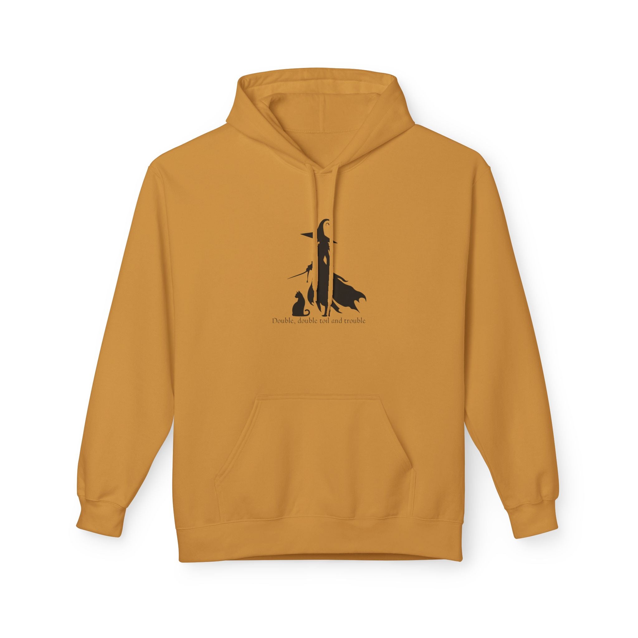 Witchy Cat Fleece Hoodie, Cozy Unisex Sweater, Perfect for Halloween, Casual Wear, Gift for Cat Lovers, Spooky Season Apparel
