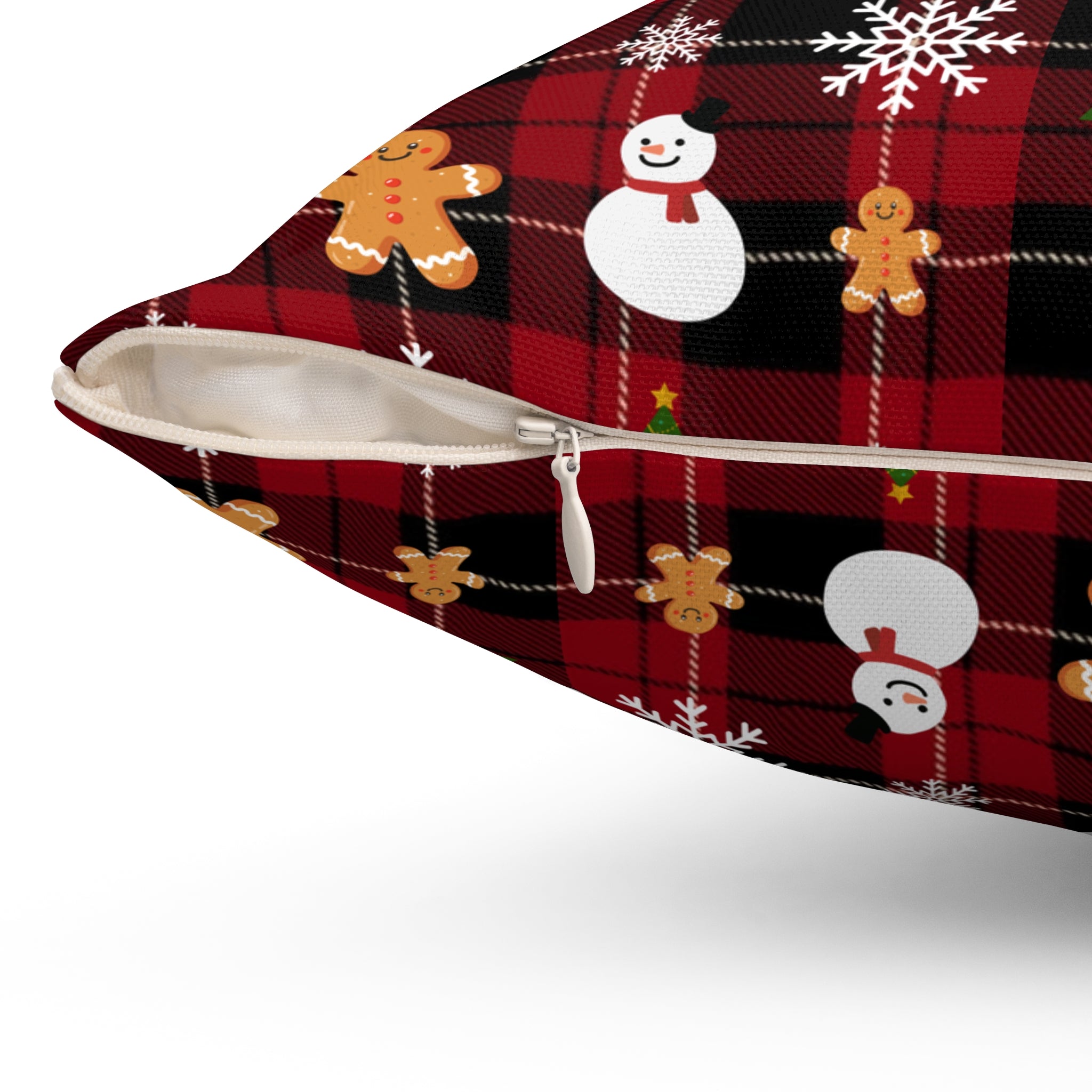Buffalo Plaid Gingerbread Snowman Pillow | Christmas Throw Pillow