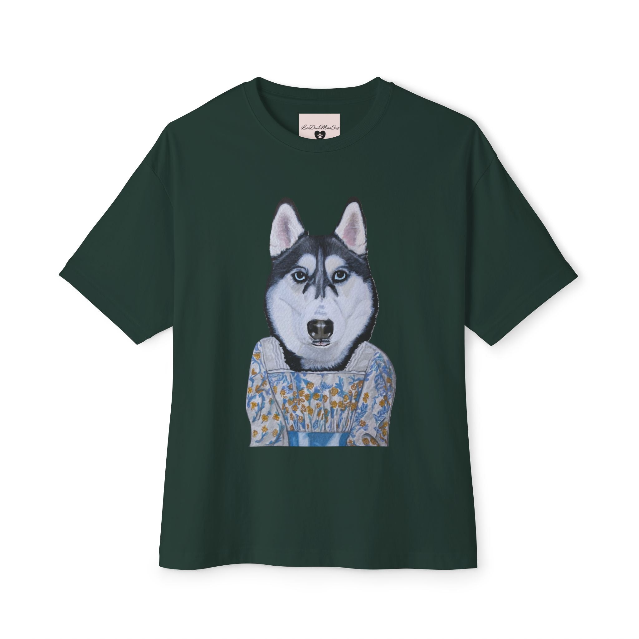Husky Wearing Jane Austen Style Dress Graphic Tee | Unisex Oversized Tee | Dog Lover Gift | Casual Wear
