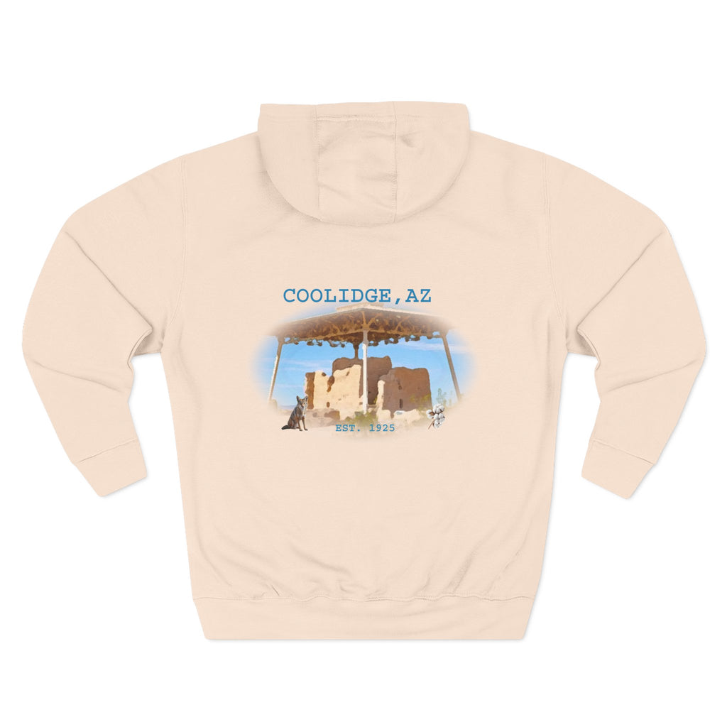 Coolidge AZ Fleece Hoodie: Arizona Star, Casa Grande Ruins