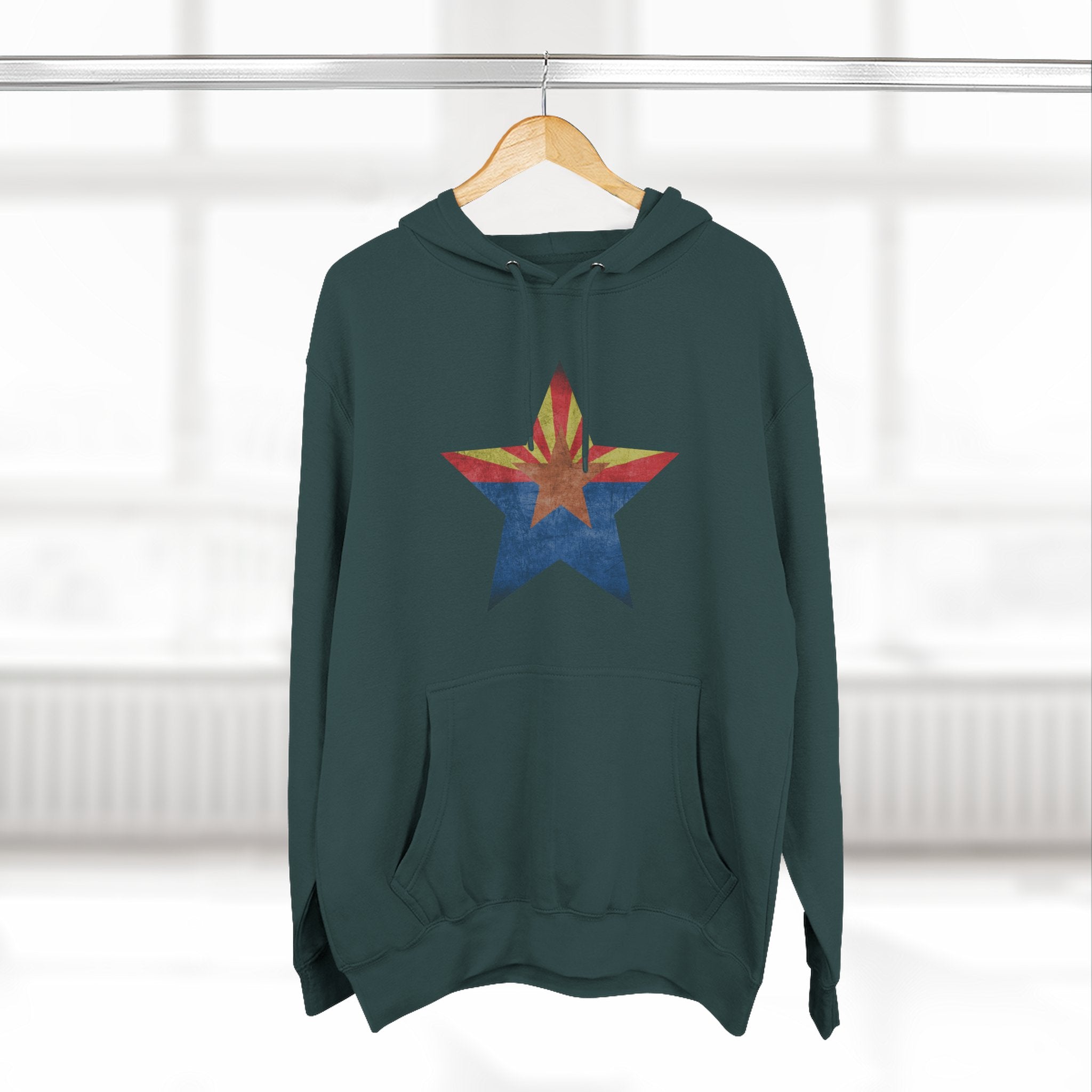 Coolidge AZ Fleece Hoodie: Arizona Star, Casa Grande Ruins