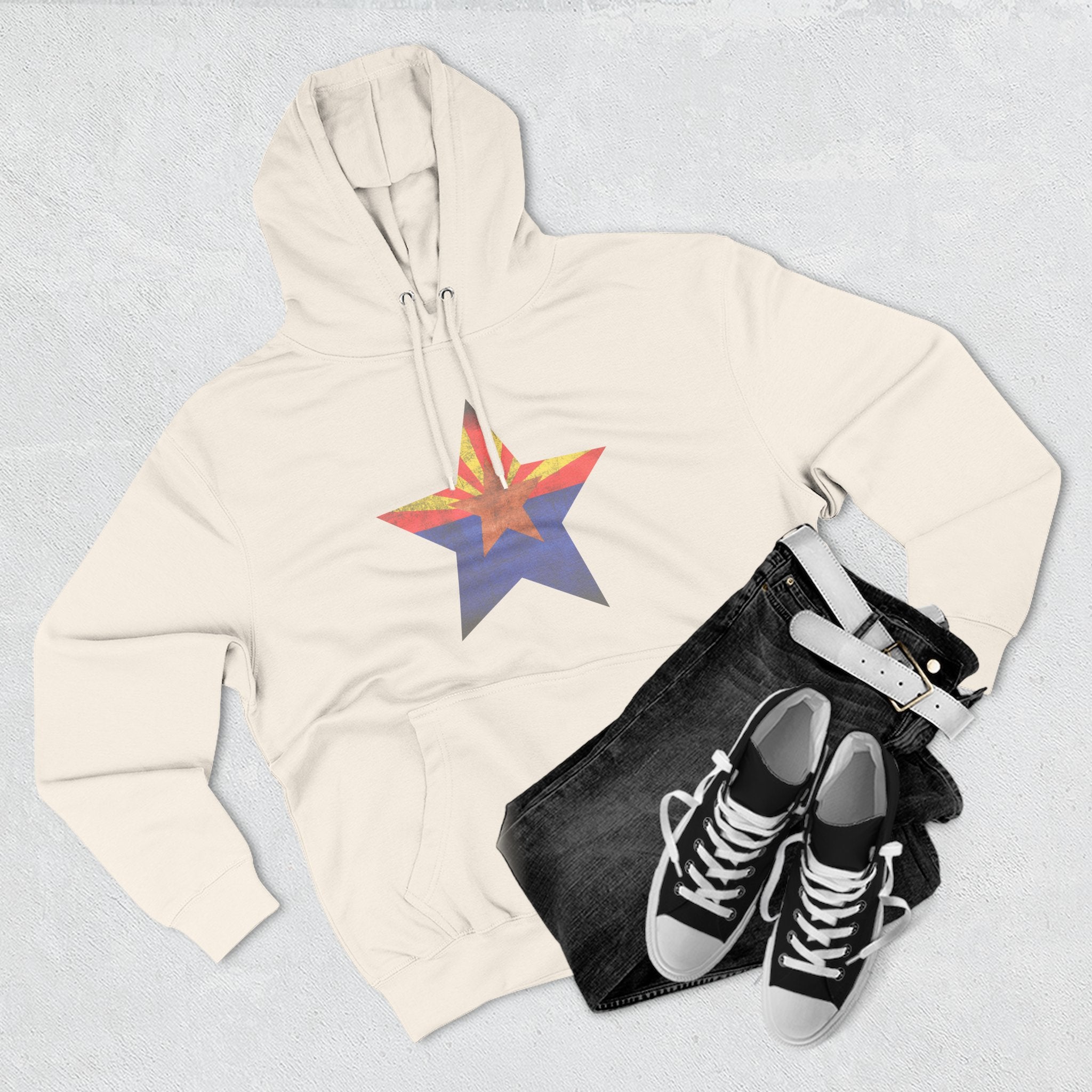 Coolidge AZ Fleece Hoodie: Arizona Star, Casa Grande Ruins