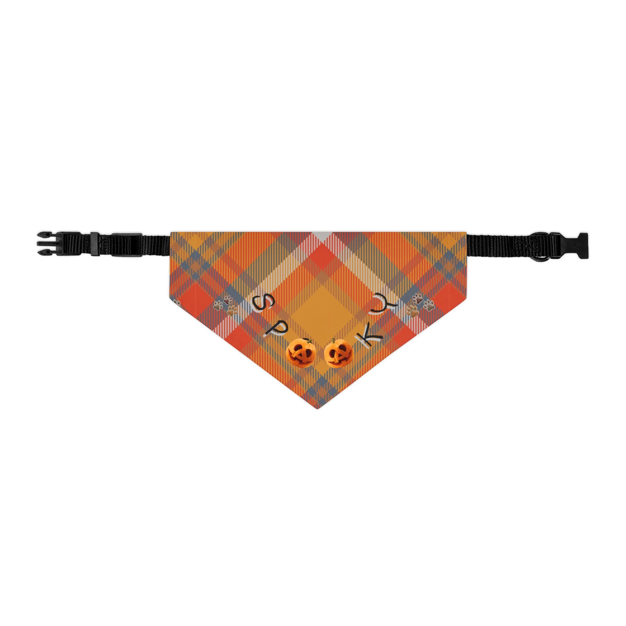 Halloween Pet Bandana Collar: Spooky Plaid Dog Costume Accessory