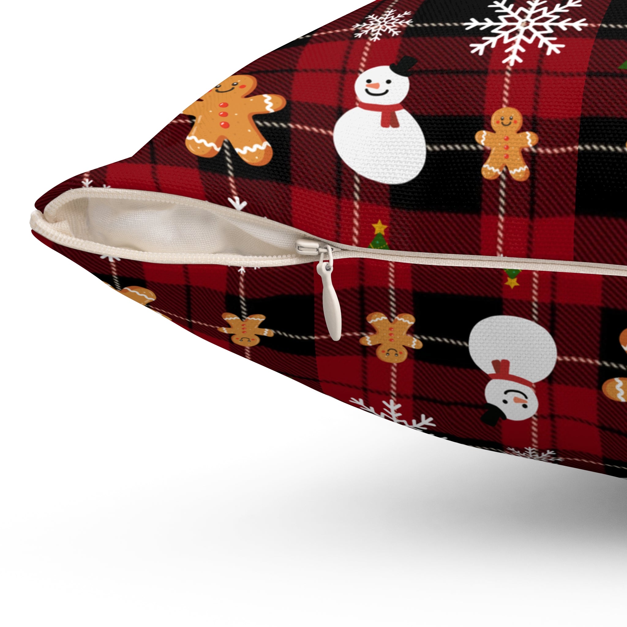 Buffalo Plaid Gingerbread Snowman Pillow | Christmas Throw Pillow