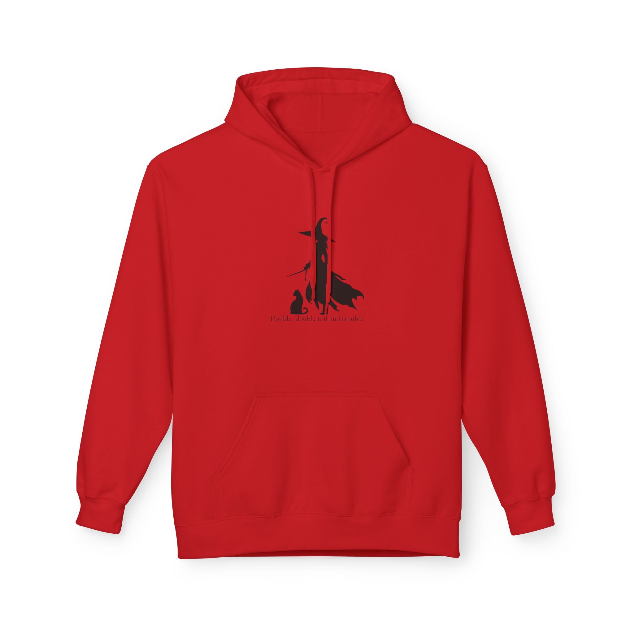 Witchy Cat Fleece Hoodie, Cozy Unisex Sweater, Perfect for Halloween, Casual Wear, Gift for Cat Lovers, Spooky Season Apparel