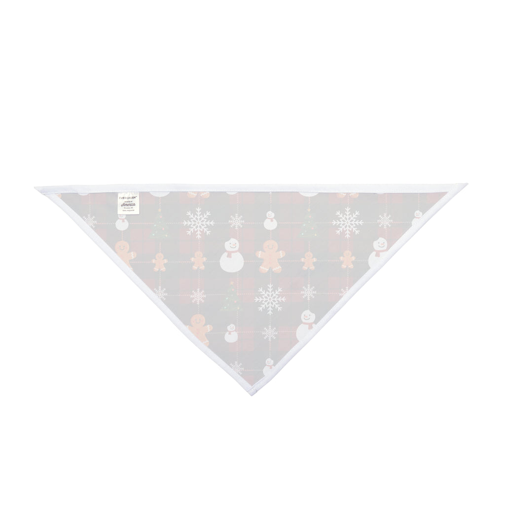 Christmas Plaid Snowmen Gingerbread Trees Pet Bandana | Holiday Dog Scarf