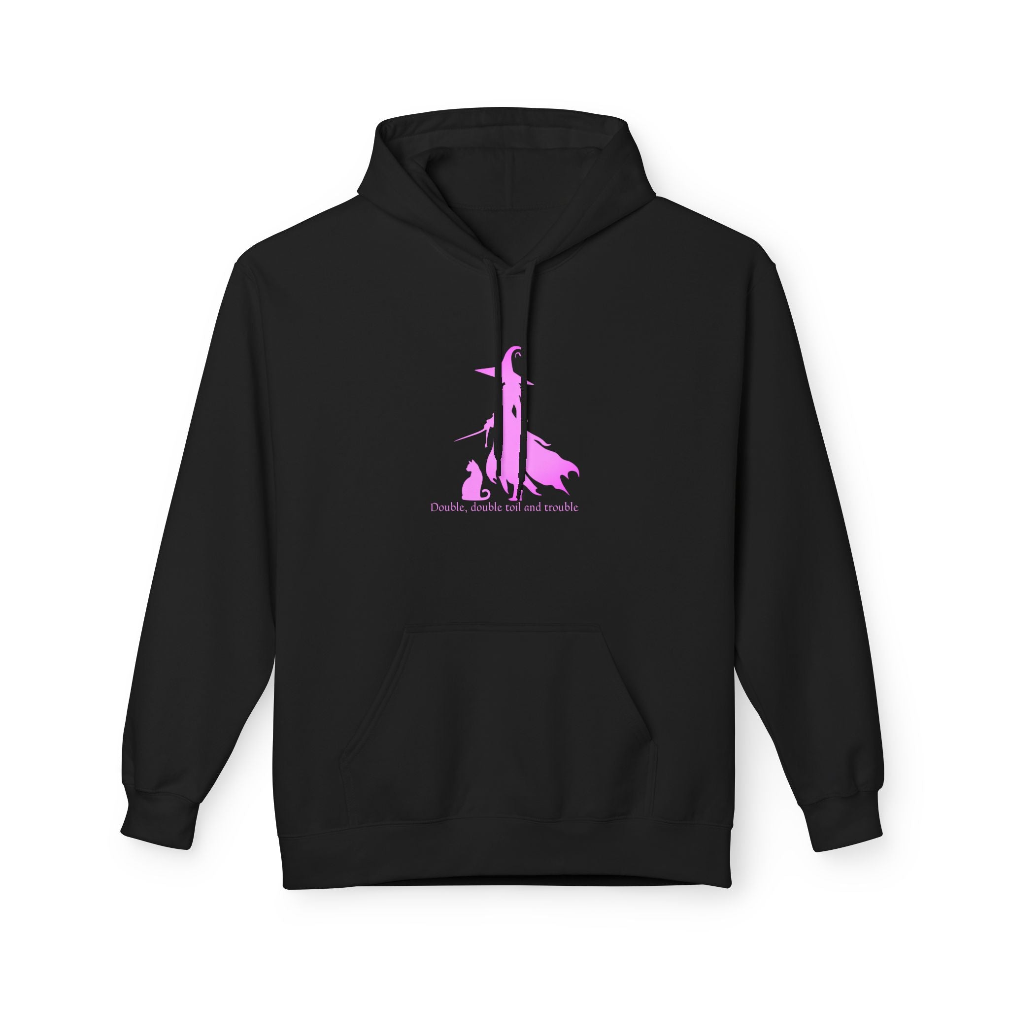 Witchy Cat Fleece Hoodie, Cozy Unisex Sweater, Perfect for Halloween, Casual Wear, Gift for Cat Lovers, Spooky Season Apparel