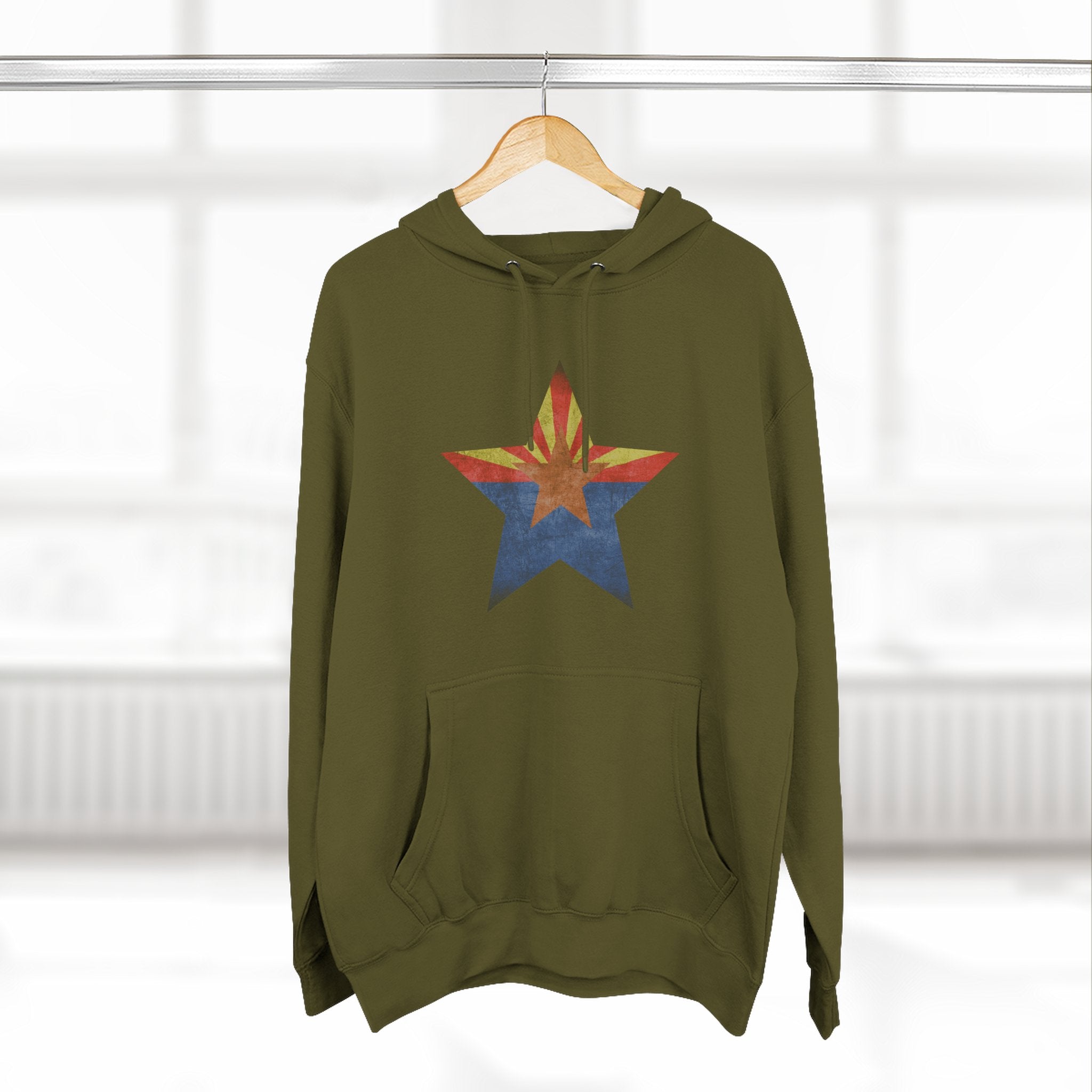 Coolidge AZ Fleece Hoodie: Arizona Star, Casa Grande Ruins