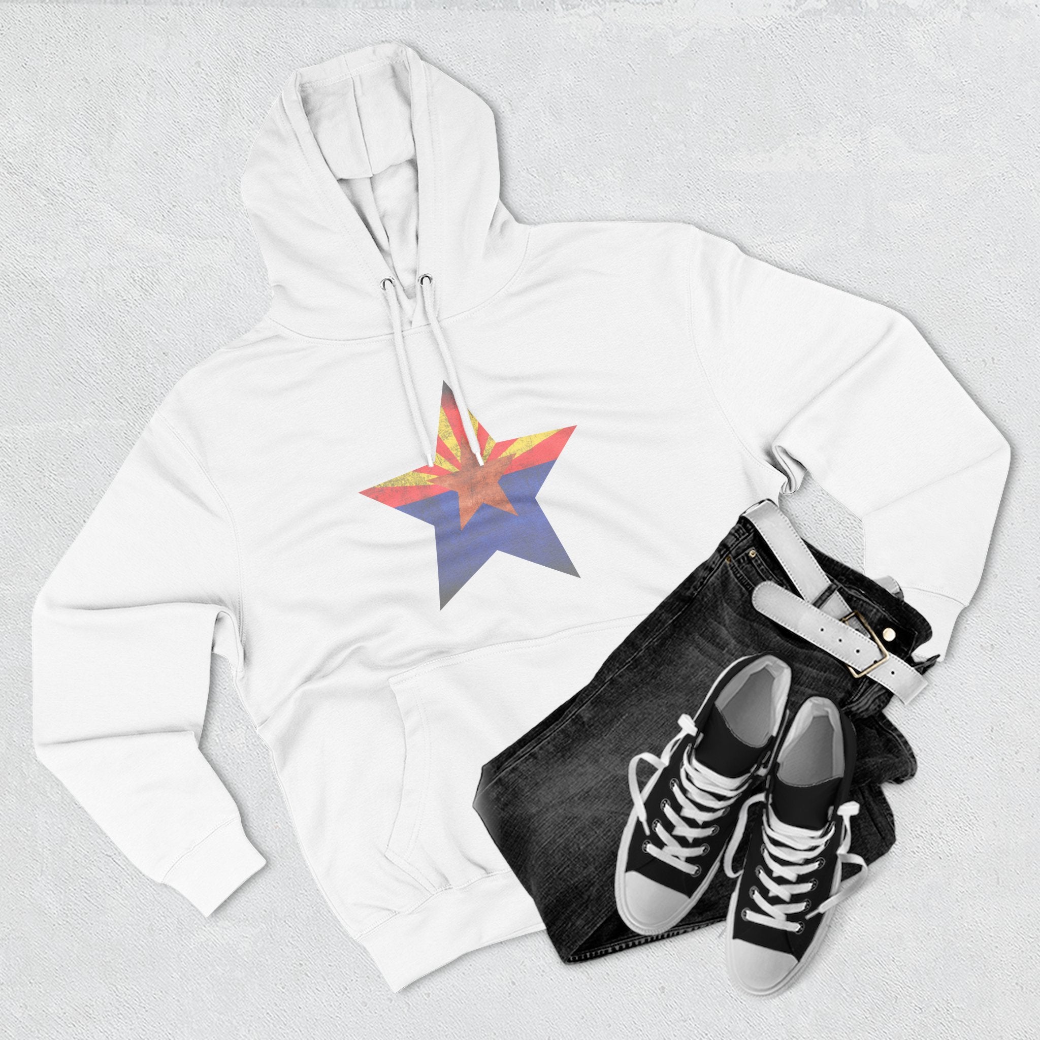 Coolidge AZ Fleece Hoodie: Arizona Star, Casa Grande Ruins