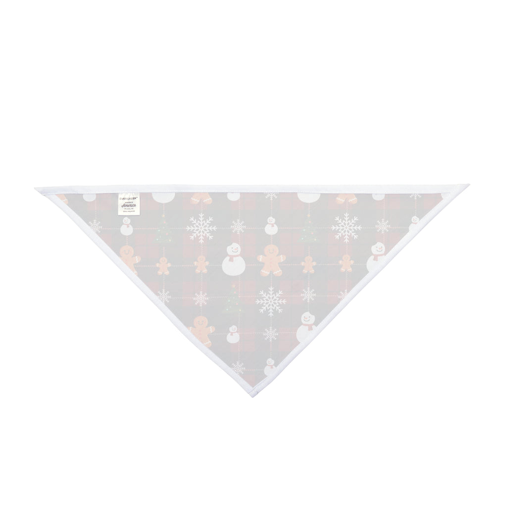 Christmas Plaid Snowmen Gingerbread Trees Pet Bandana | Holiday Dog Scarf