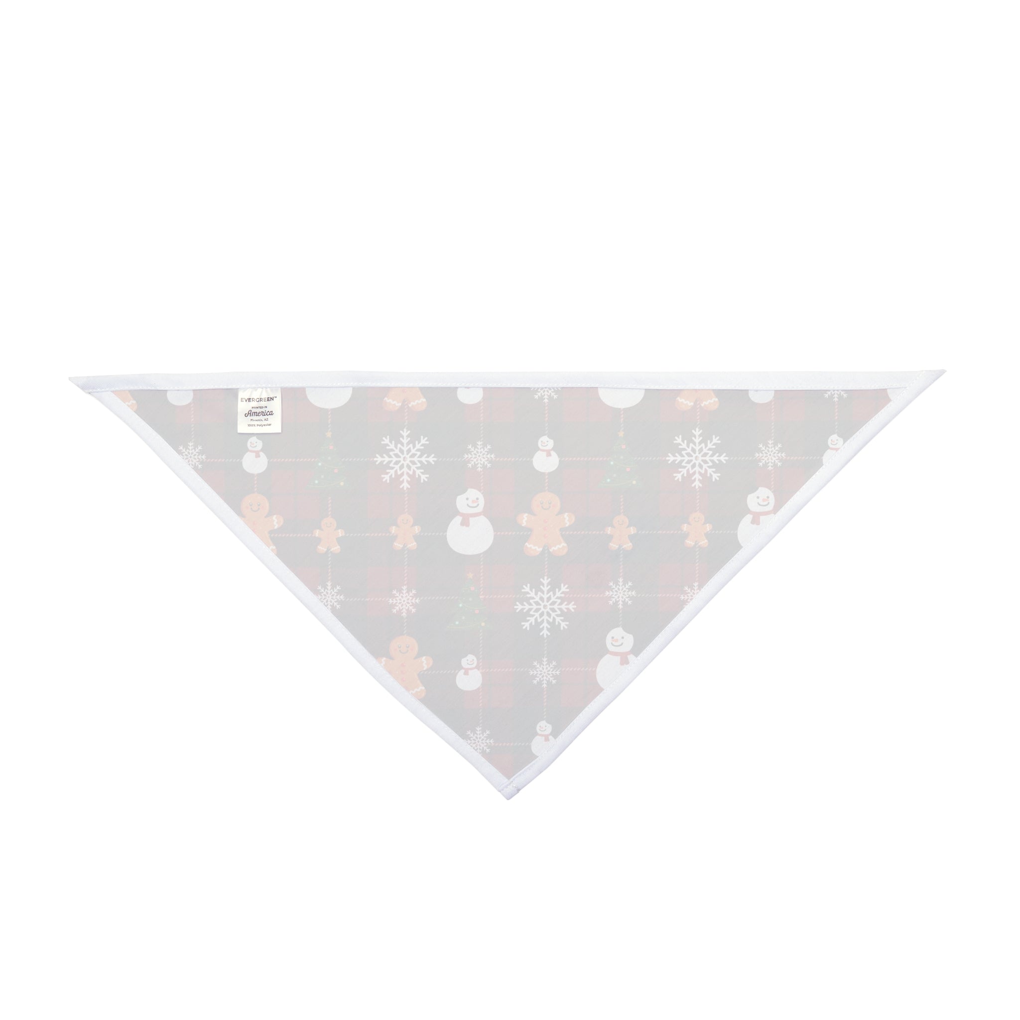 Christmas Plaid Snowmen Gingerbread Trees Pet Bandana | Holiday Dog Scarf