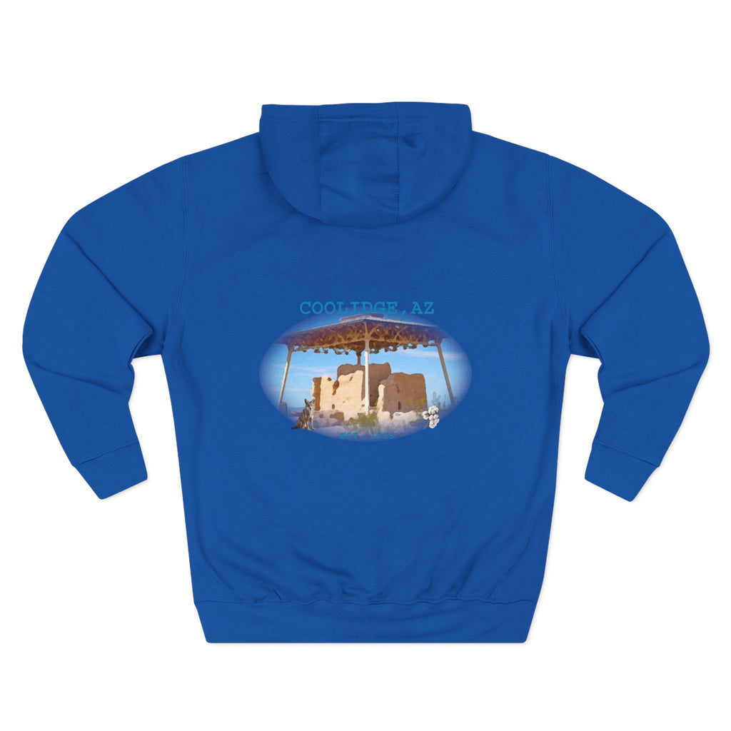 Coolidge AZ Fleece Hoodie: Arizona Star, Casa Grande Ruins