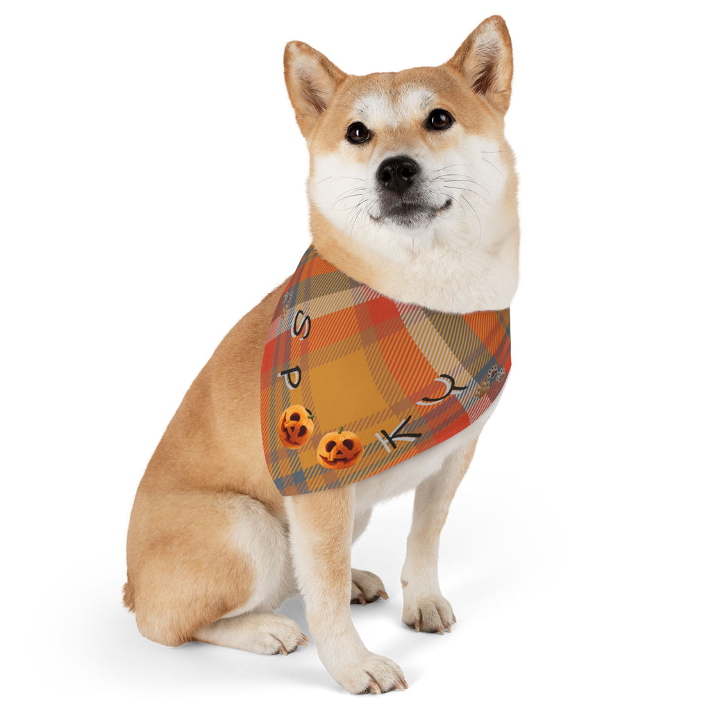 Halloween Pet Bandana Collar: Spooky Plaid Dog Costume Accessory