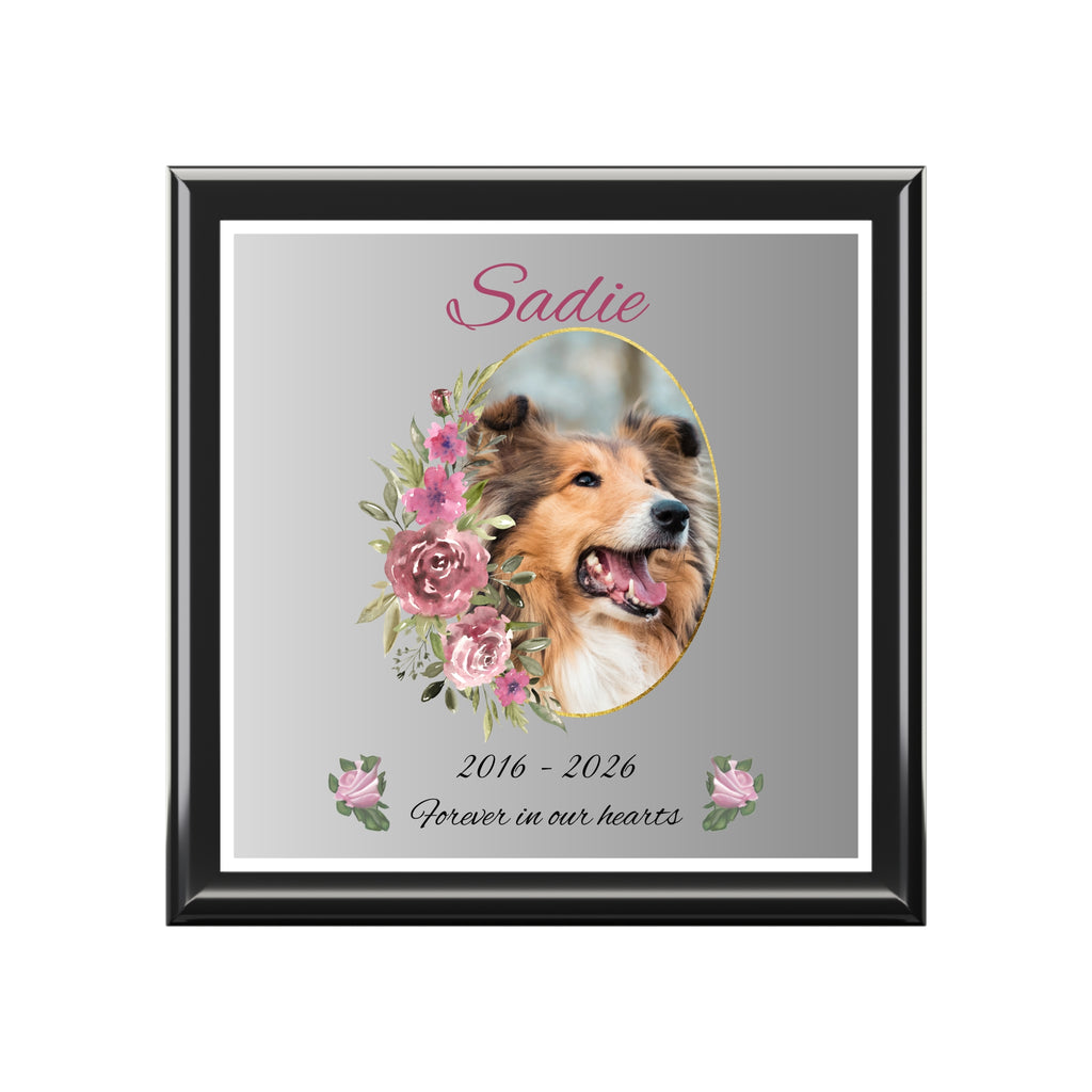 Personalized Pet Memorial Jewelry Box – Custom Dog or Cat Portrait Keepsake Gift for Pet Loss