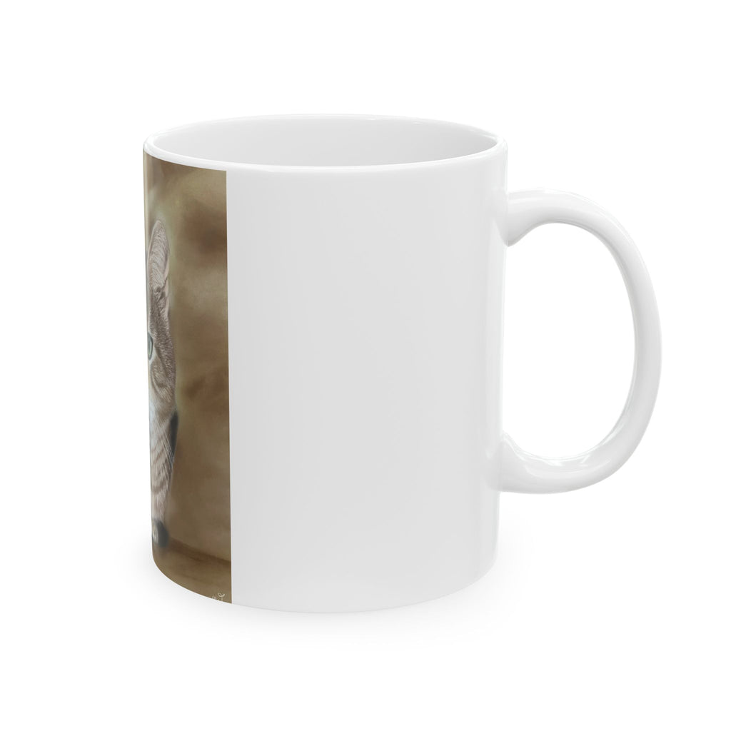 Whimsical Cat Ceramic Mug - Ideal Gift for Cat Lovers, Cozy Coffee Mug, Cute Pet Artwork, Coffee Lovers, Cat-Themed Gift