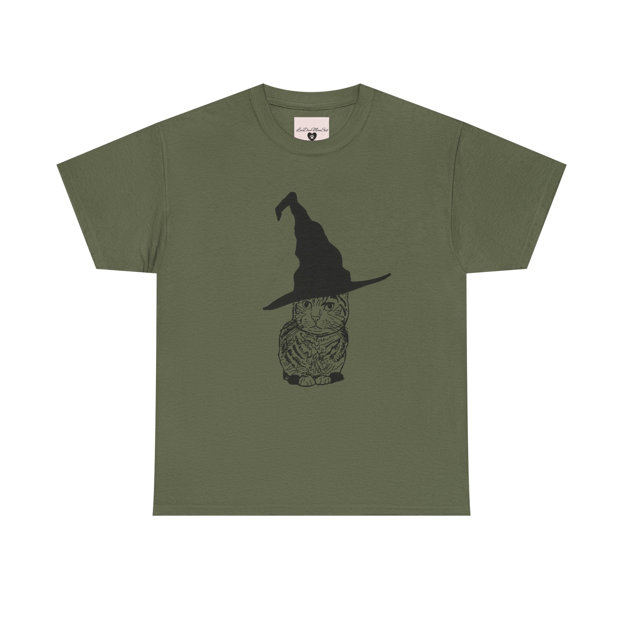 Cat Witch Hat Halloween Unisex Tee, Halloween Costume Shirt, Witch Cat Shirt, Wizard Cat T-Shirt, Cat Lover Gift, Halloween Tee