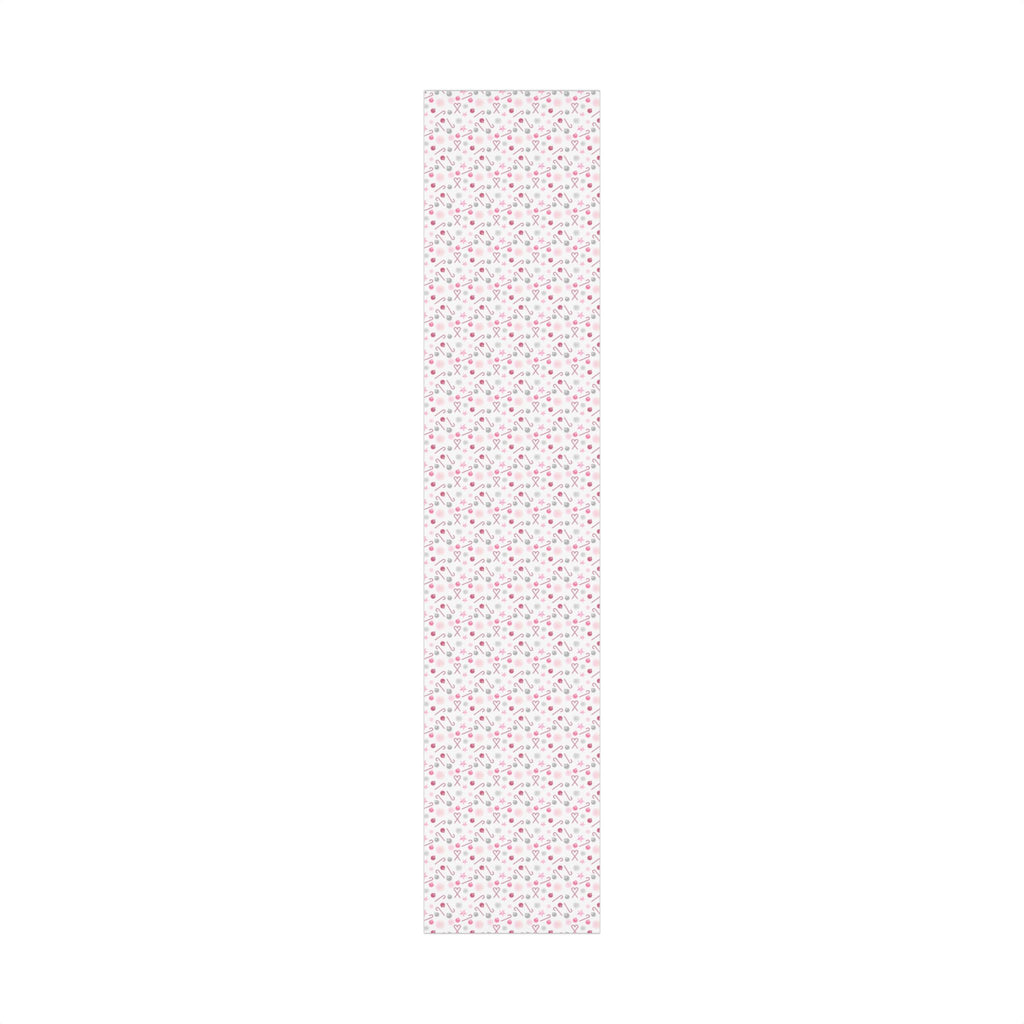 Shimmery White and Pink Christmas Wrapping Paper in Satin or Matte