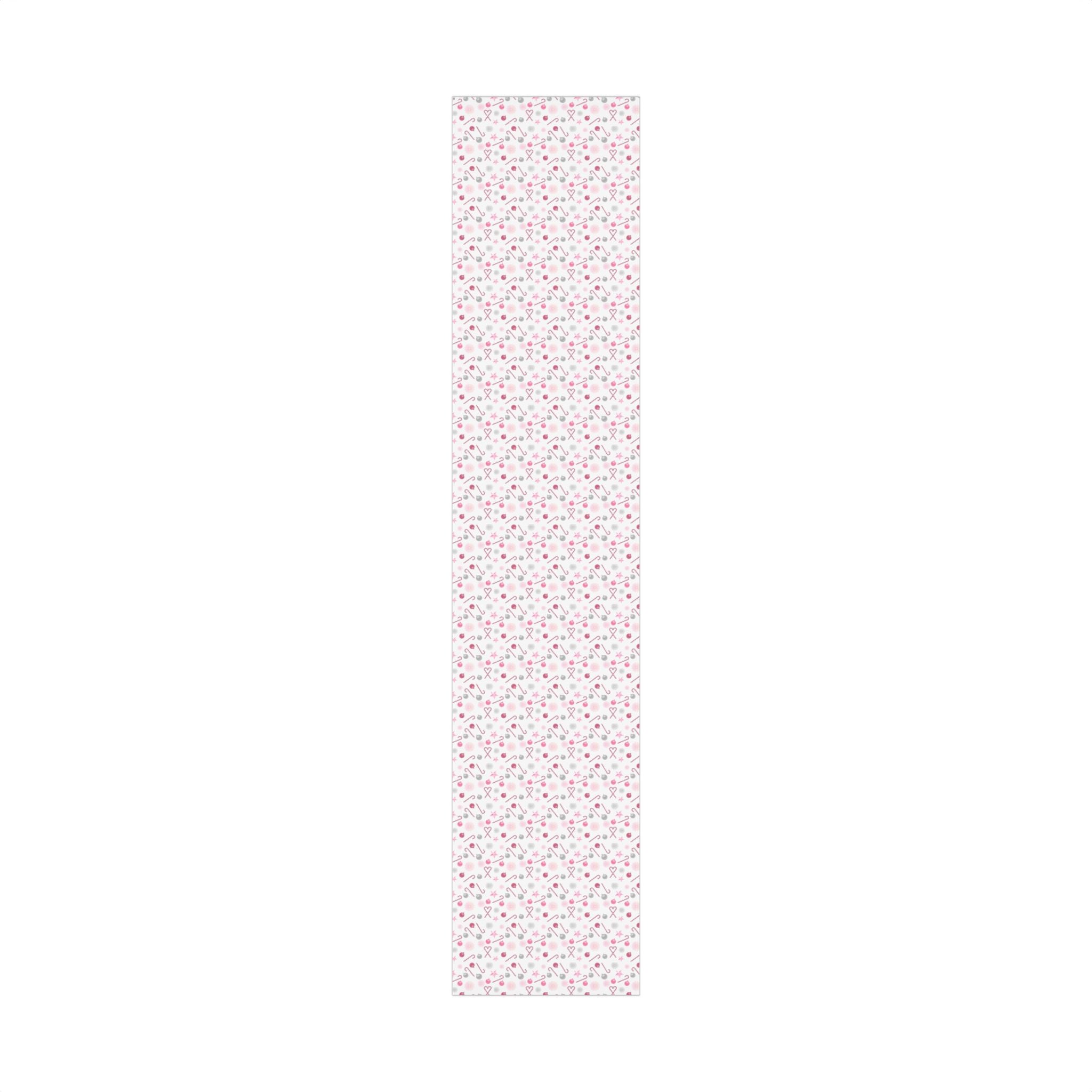 Shimmery White and Pink Christmas Wrapping Paper in Satin or Matte