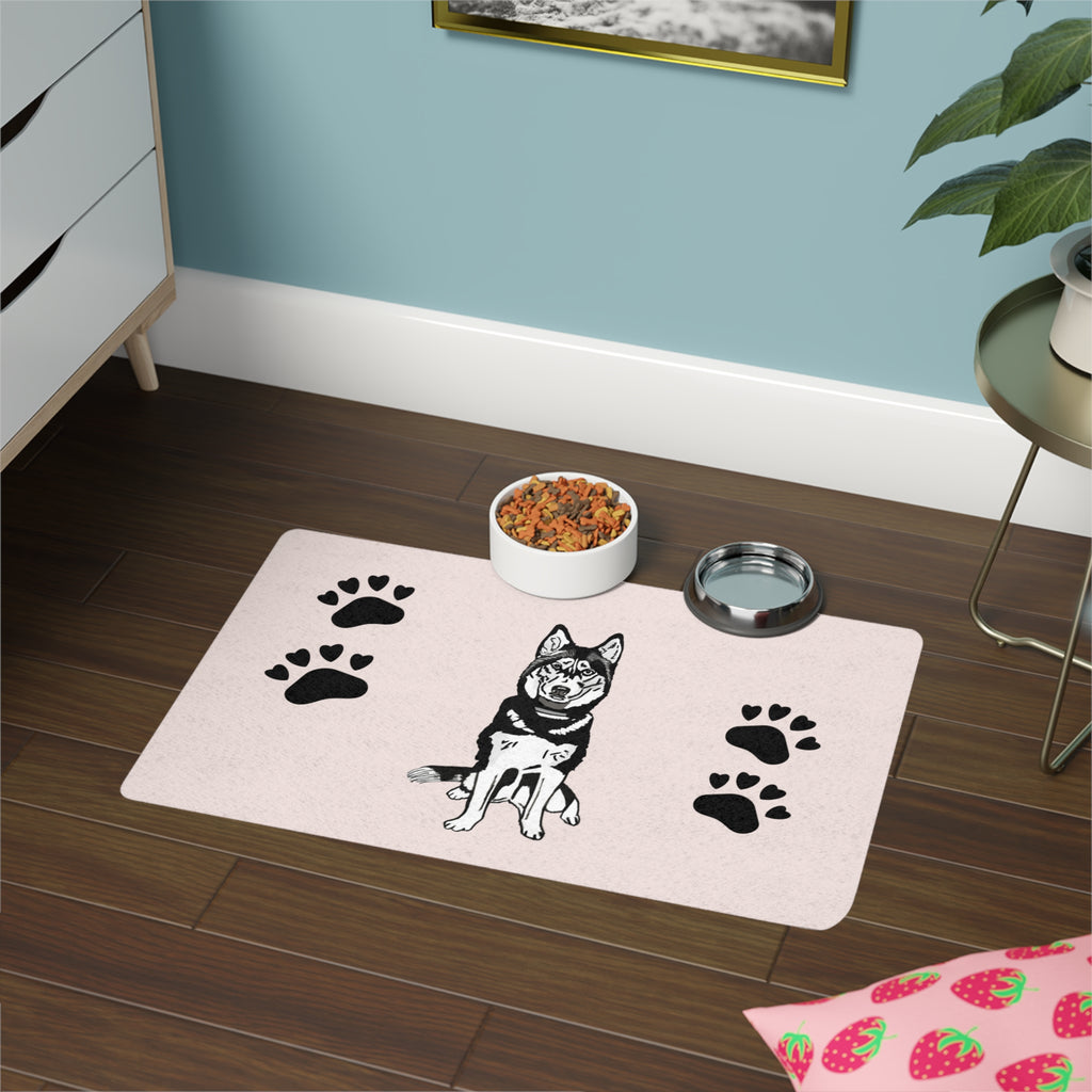 Customized Paw Print Pet Food Mat — Non-Slip 12x18 Dog Feeding Mat